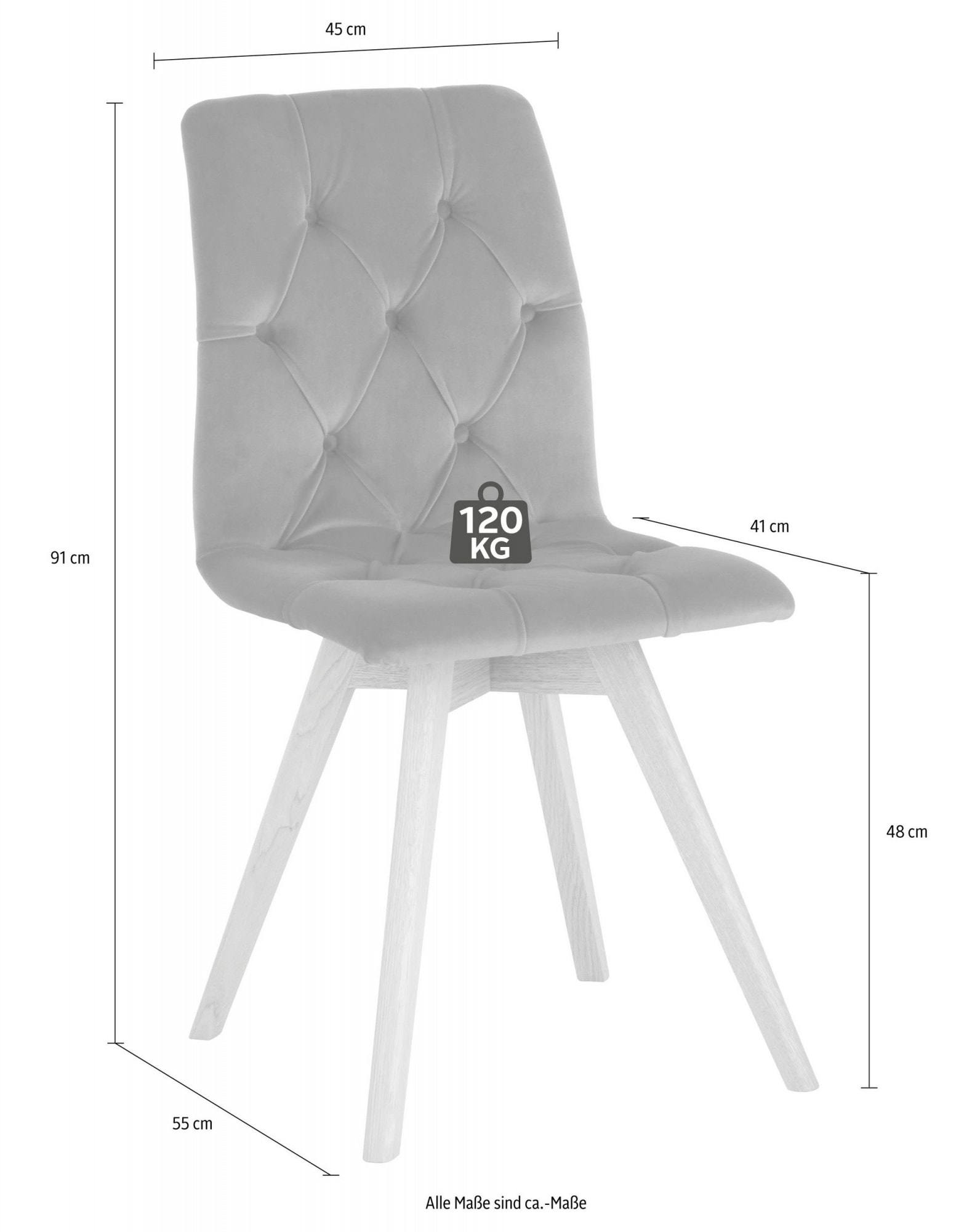 andas Esszimmerstuhl »Rania«, (Set), 2 St., Microfaser, Massivholzgestell, mit Knopfheftung