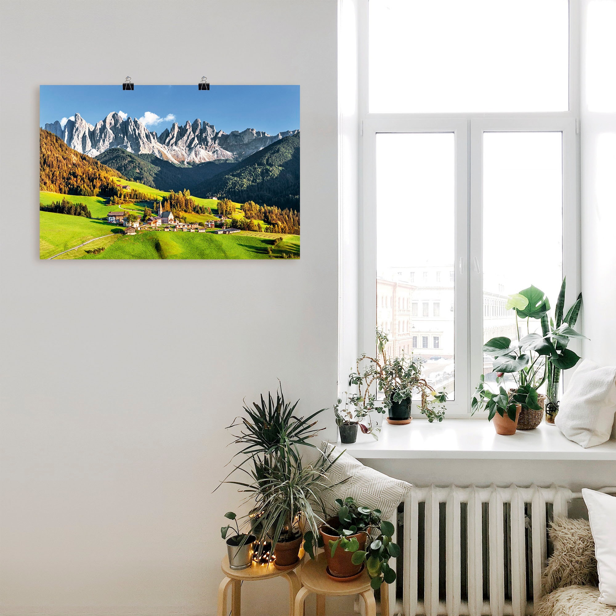 Artland Wandbild »Alpen Berge Santa Maddalena«, Berge & Alpenbilder, (1 St.), als Alubild, Outdoorbild, Leinwandbild, Poster in verschied. Größen