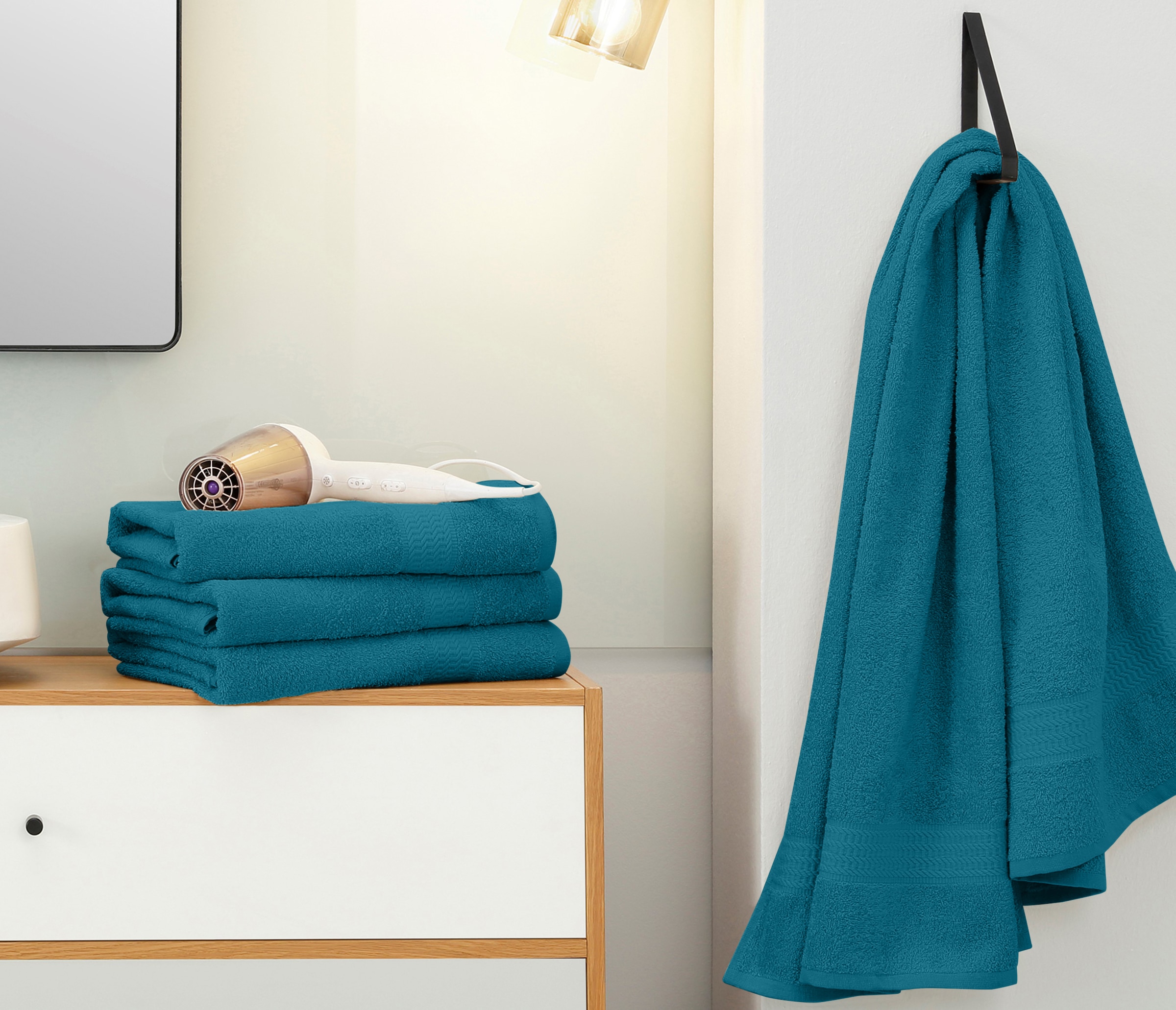 my home Badetücher »Juna«, (4 St.), im Set und als Serie, Badehandtücher in  Uni-Farben, 100% Baumwolle bei OTTO