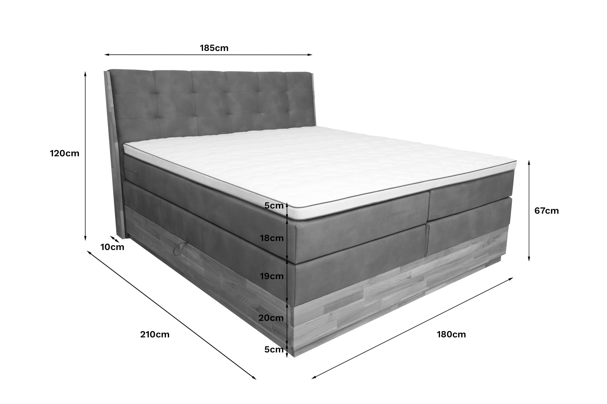 OTTO home Boxspringbett »Alleea, Doppelbett, Polsterbett, Federkernbett, Komforbett, 160/180 cm« inkl. Topper, zwei Bettkästen, Taschen-Federkernmatratze, Härtegrad 3
