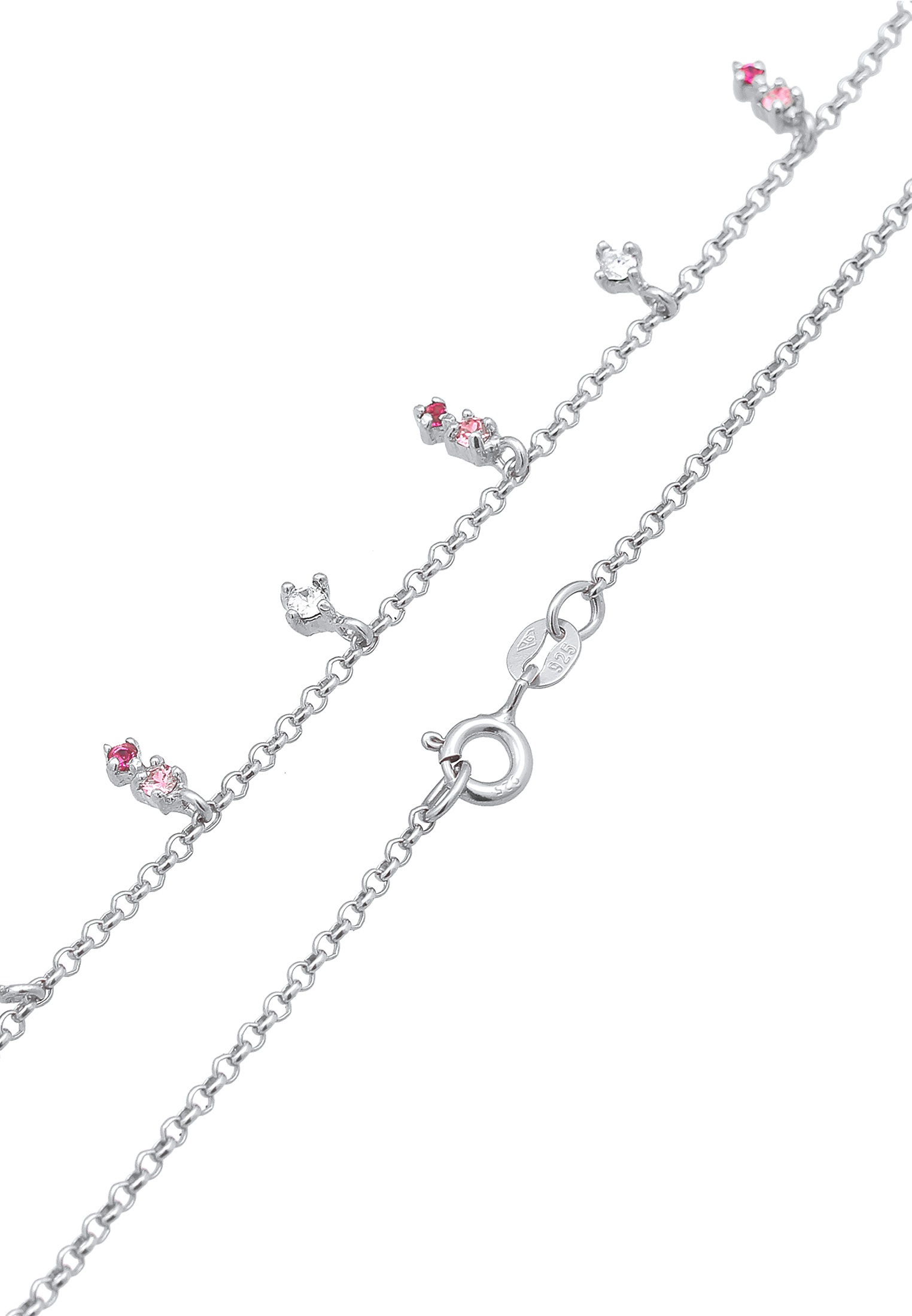 Elli Silberkette »Halskette Kristall Pink Rose Ohrhänger 925 Silber«