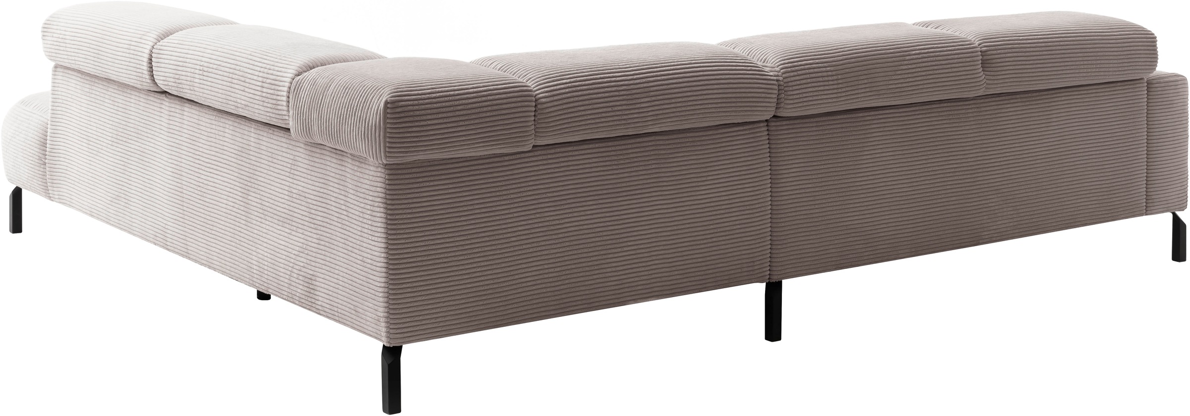 Places of Style Ecksofa »Antonelli, L-Form, inkl. Kopfteilverstellung, Breite 276 cm«, ohne Sitztiefenverstellung, in Cord, taupe