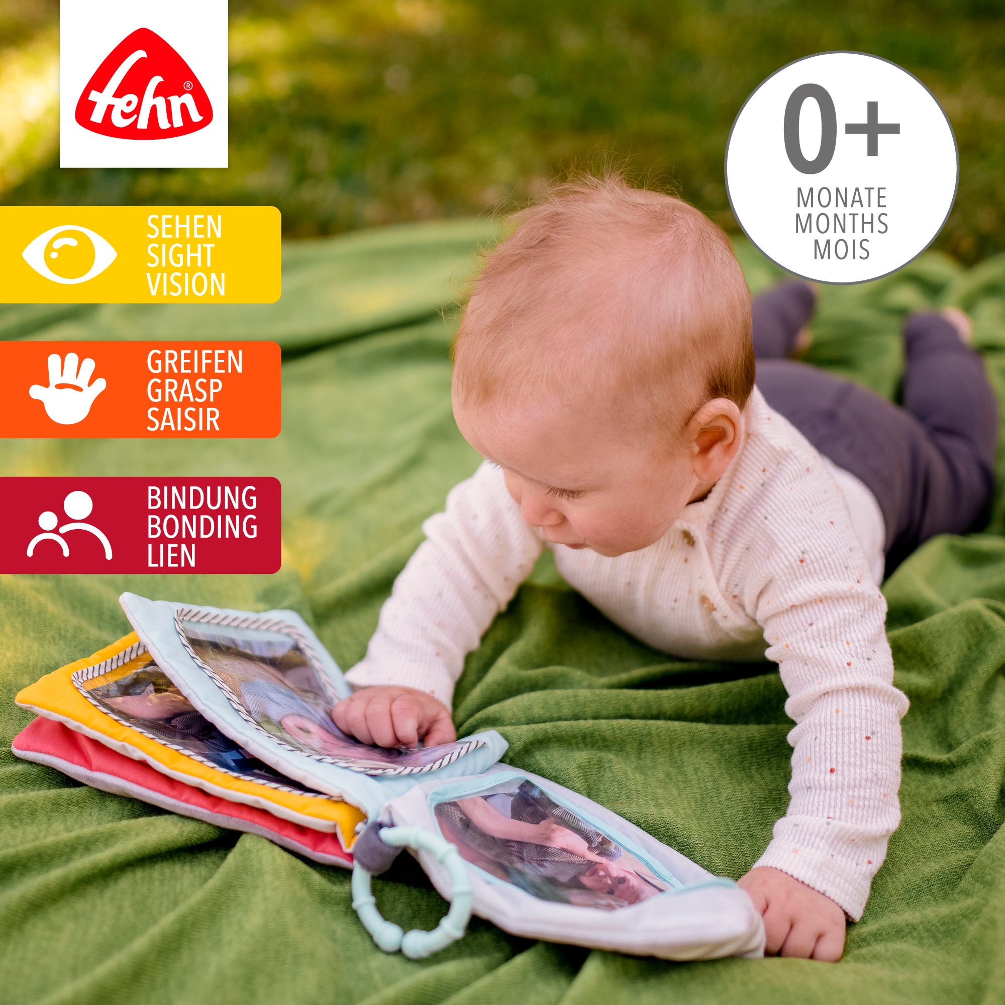 Fehn Greifspielzeug »Classic Stars, Loopy & Lotta Fotoalbum«, mit Ring zur Befestigung an Kinderwagen, Babyschale oder Bett