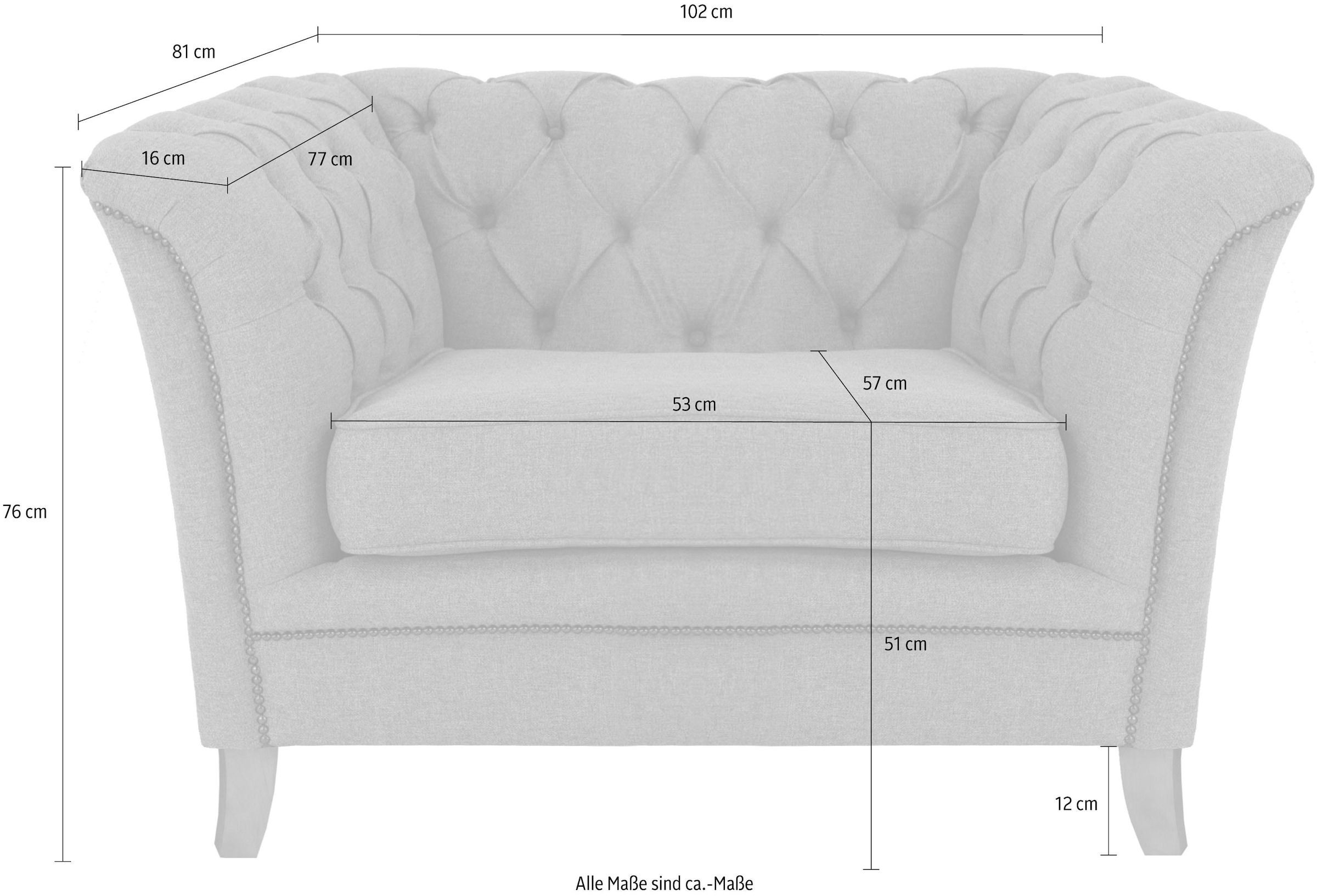 Home affaire Sessel »Newport modernes Chesterfield« mit Knopfheftung im Rücken, Keder und feinen Armlehnen