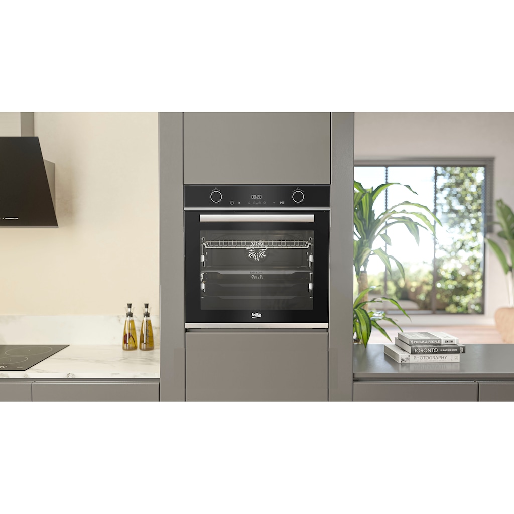 BEKO Einbaubackofen »BBVM13400XDS«, BBVM13400XDS, mit 2-fach-Teleskopauszug, SteamShine