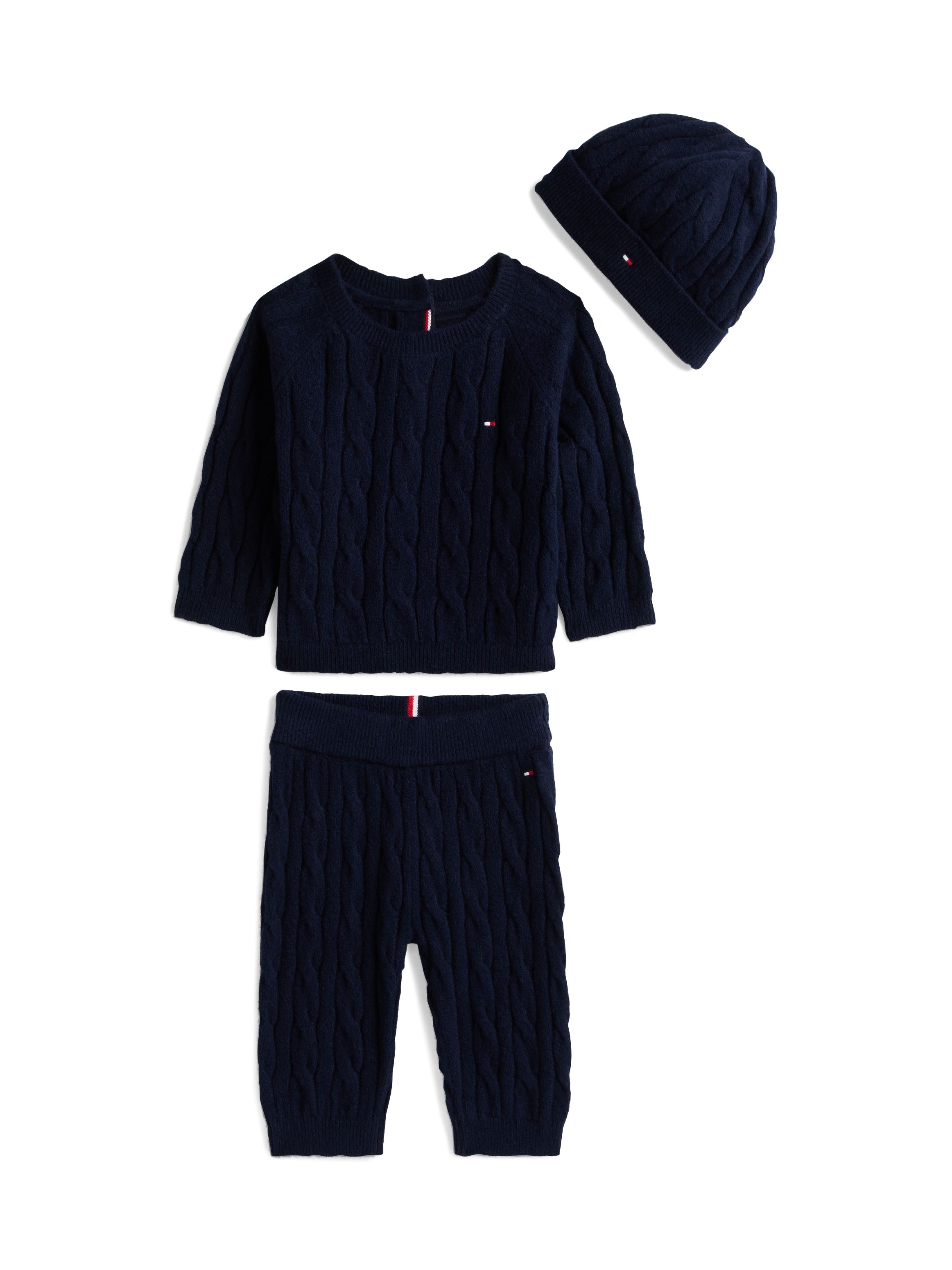 Tommy Hilfiger Langarmshirt & Hose »CABLE SWEATER BEANIE GIFTBOX« 3 Stk. tlg. für Babys