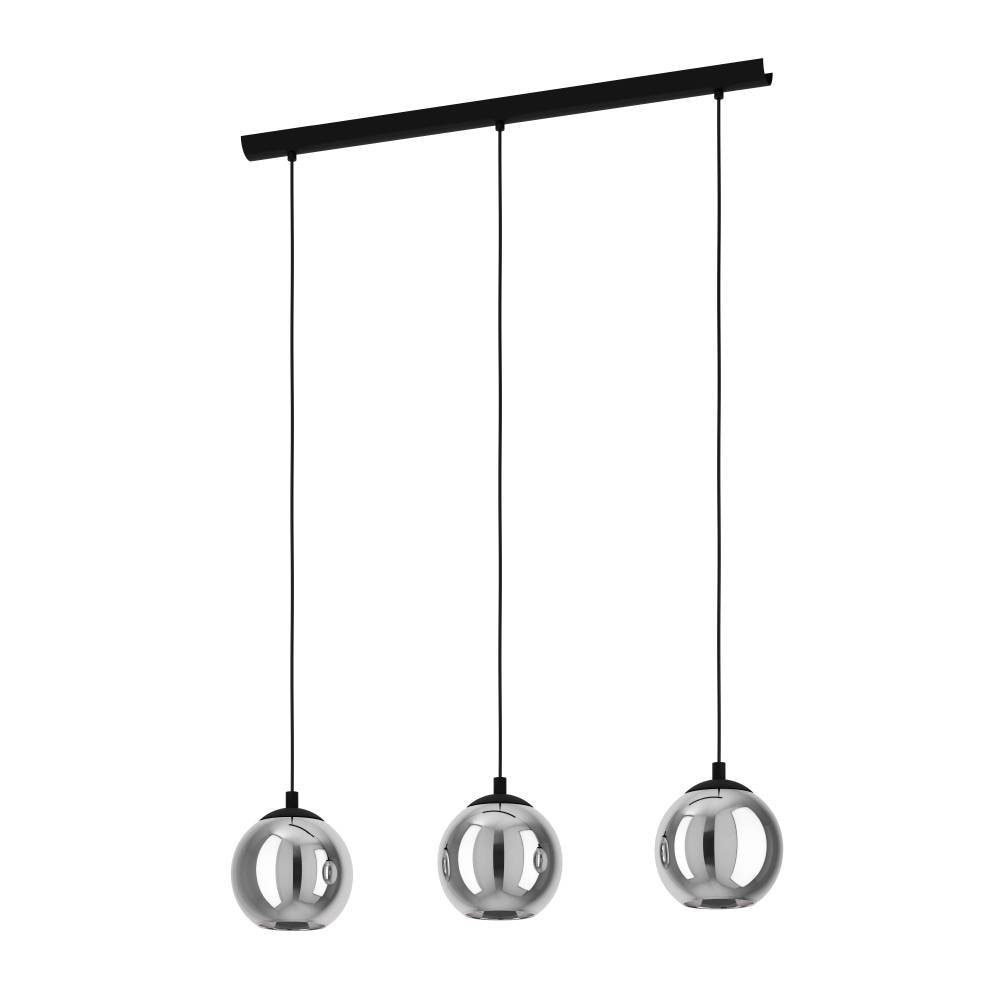 EGLO Pendelleuchte »ARISCANI«, 3 flammig, Leuchtmittel E27 | ohne Leuchtmittel, Lampe für Esstisch, Hängeleuchte, Rauchglas schwarz transparent, E27