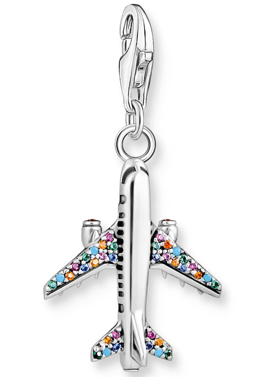 THOMAS SABO Charm-Einhänger »Flugzeug, 1914-342-7«, mit Glas-Keramik Stein