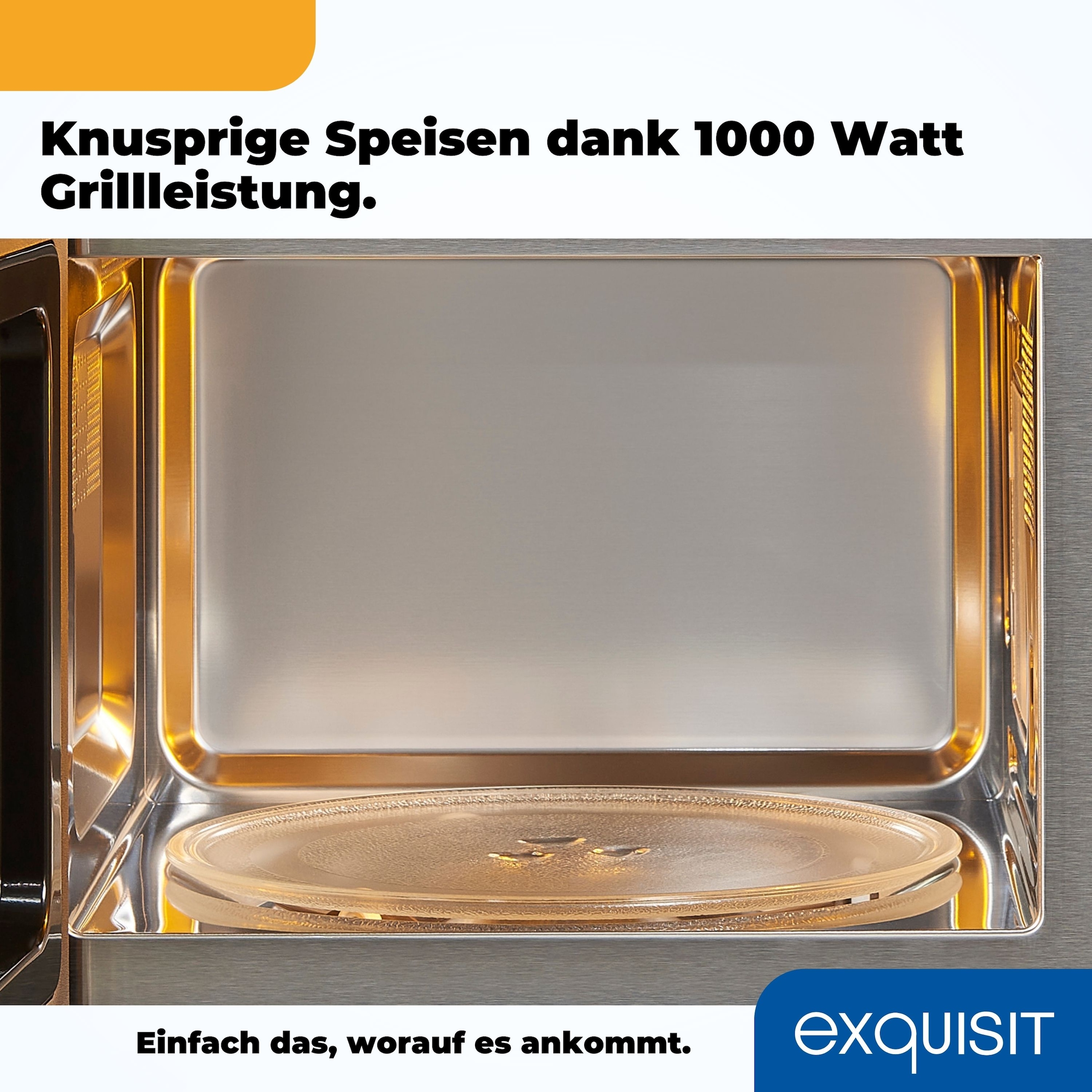exquisit Einbau-Mikrowelle »EMW 1770-G-D-030 schwarz« 1050 W 30 Sekunden maximale Leistung durch Schnellkoch-Funktion