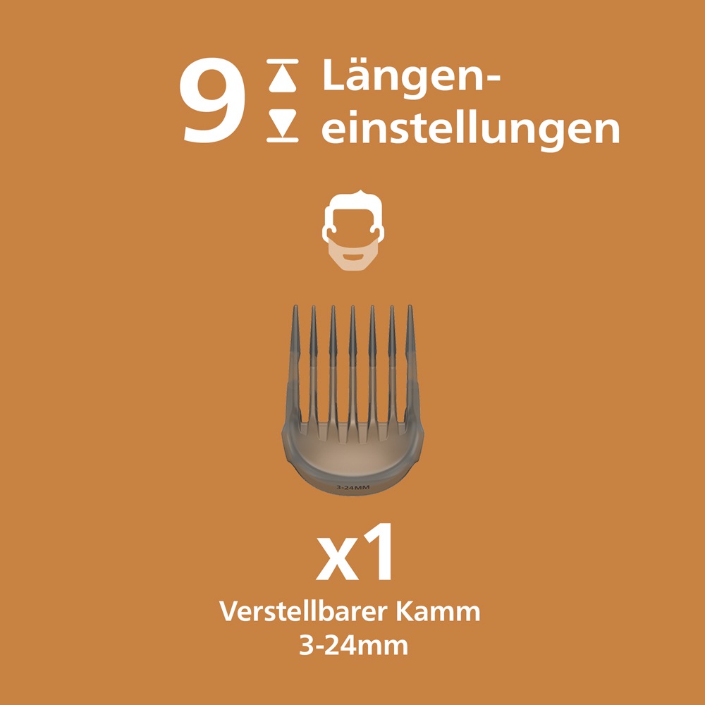 Philips Haarschneider »Serie 3000 HC3734/15« 1 Aufsätze 9 Längeneinstellungen, Trim-and-Flow
