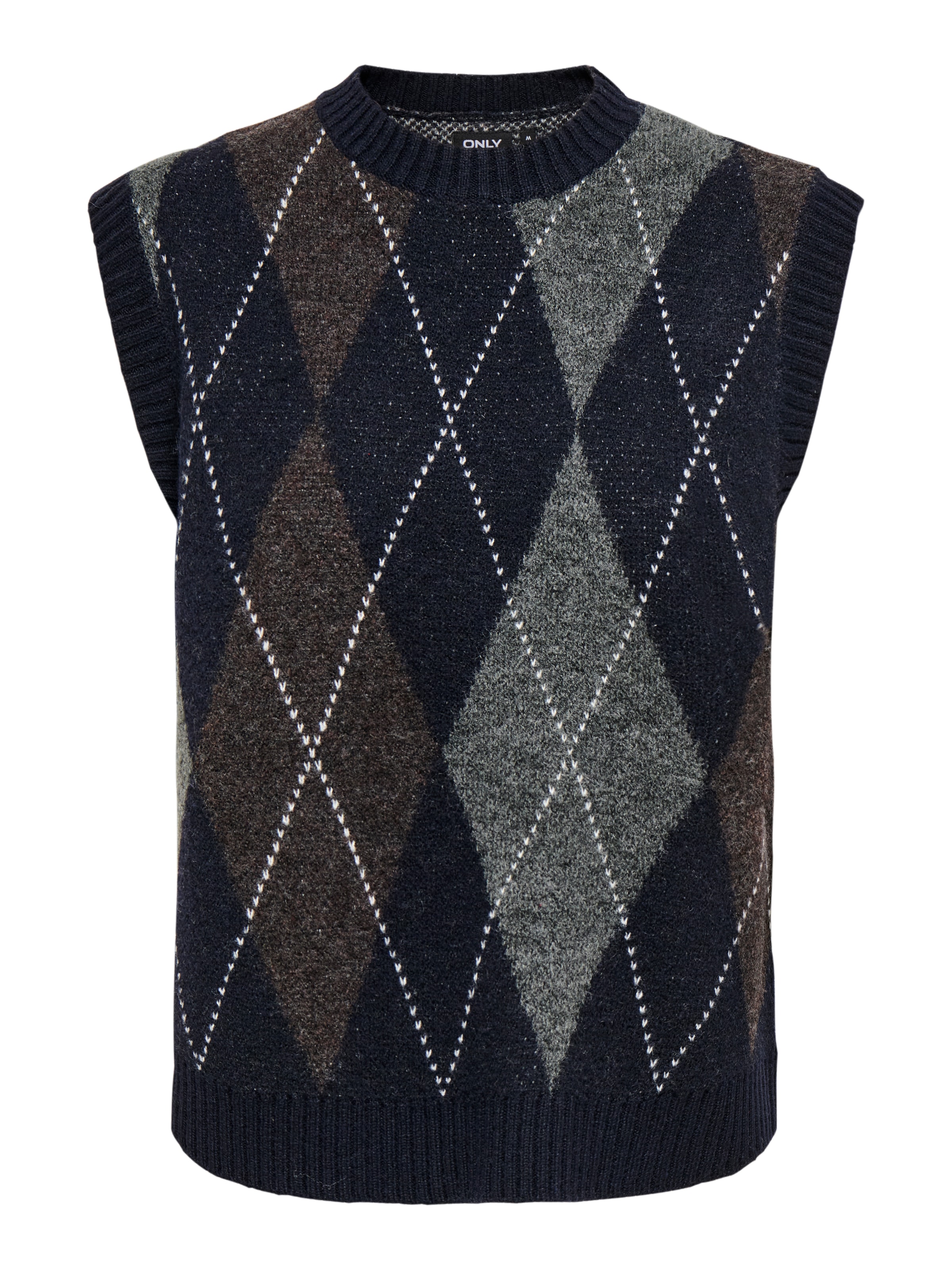 ONLY Pullunder »ONLRHOMBUS HARLEQUIN VEST KNT NOOS« Materialmix, regular fit