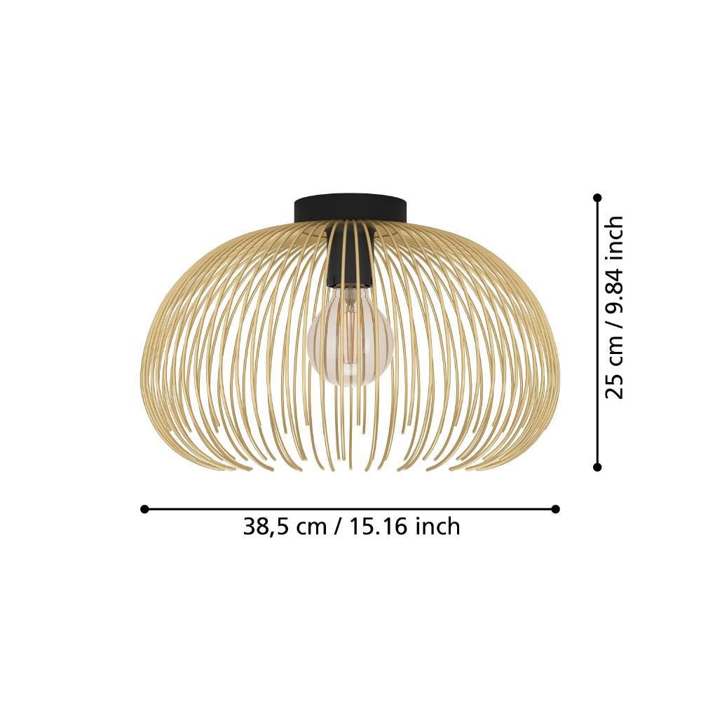 EGLO Deckenleuchte »VENEZUELA Deckenlampe, Esszimmerlampe, Metall, schwarz, gold, E27«, Leuchtmittel E27 | Leuchtmittel wechselbar-ohne Leuchtmittel, Wohnzimmerlampe, Küche, Flur, Drahtschirm, 1flammig, 110x93,5x23,5xcm