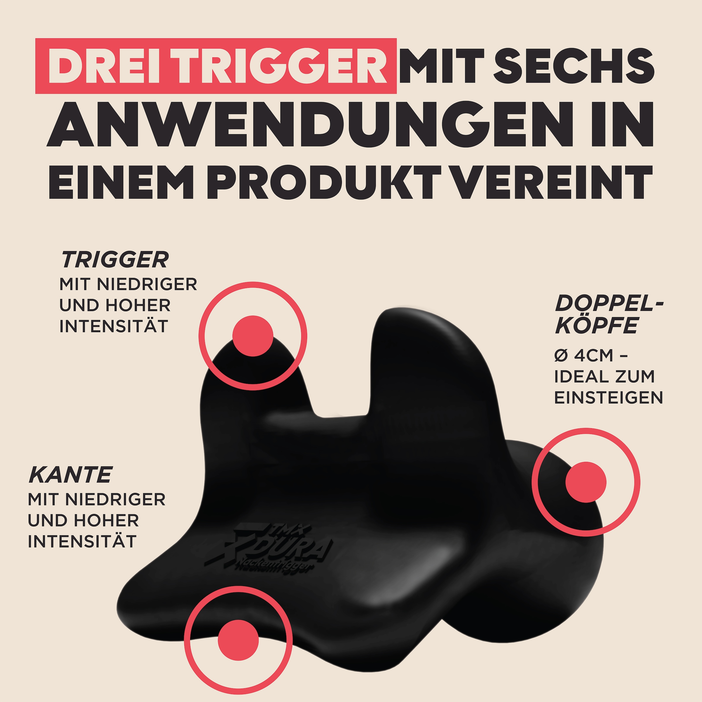 TMX Nacken-Massagegerät »DURA Nackentrigger – effektive, gezielte Akupressur für Kopf & Nacken« Unterstützende Begleitung bei muskulären Verspannungen, 6 Anwendungen