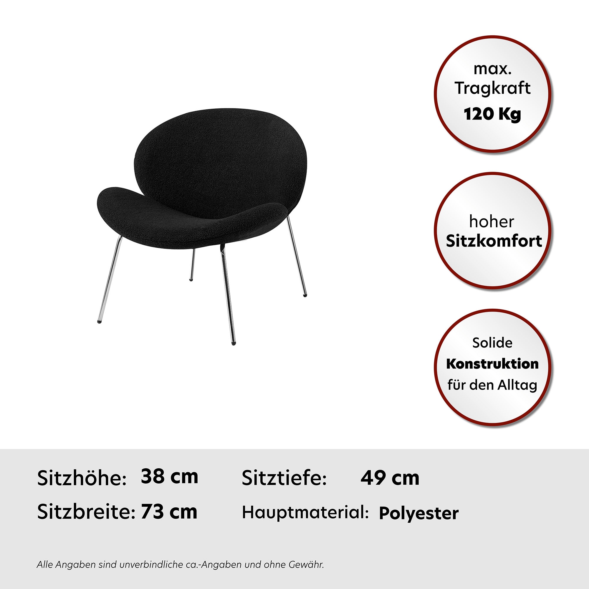 Kayoom Polsterstuhl »Stuhl Jaden 125 2er-Set, im angesagten Stoff mit dem Kräusel-Effekt« (Set) 2 Stk. Ästhetisch minimalistisches Design, Bouclé Stoff, breites Sitzen