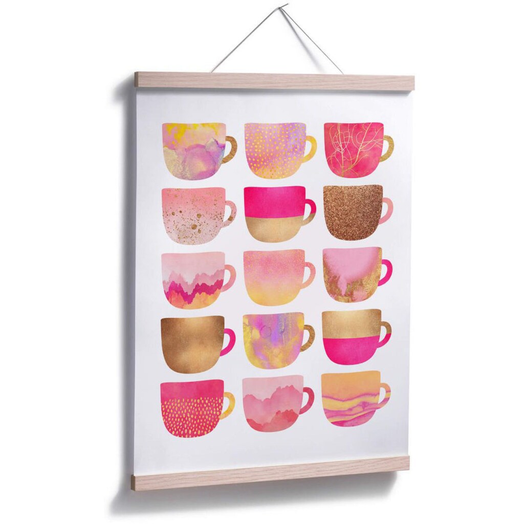 Wall-Art Poster »Kaffeetassen Pink«, Geschirr & Besteck, (1 St.)