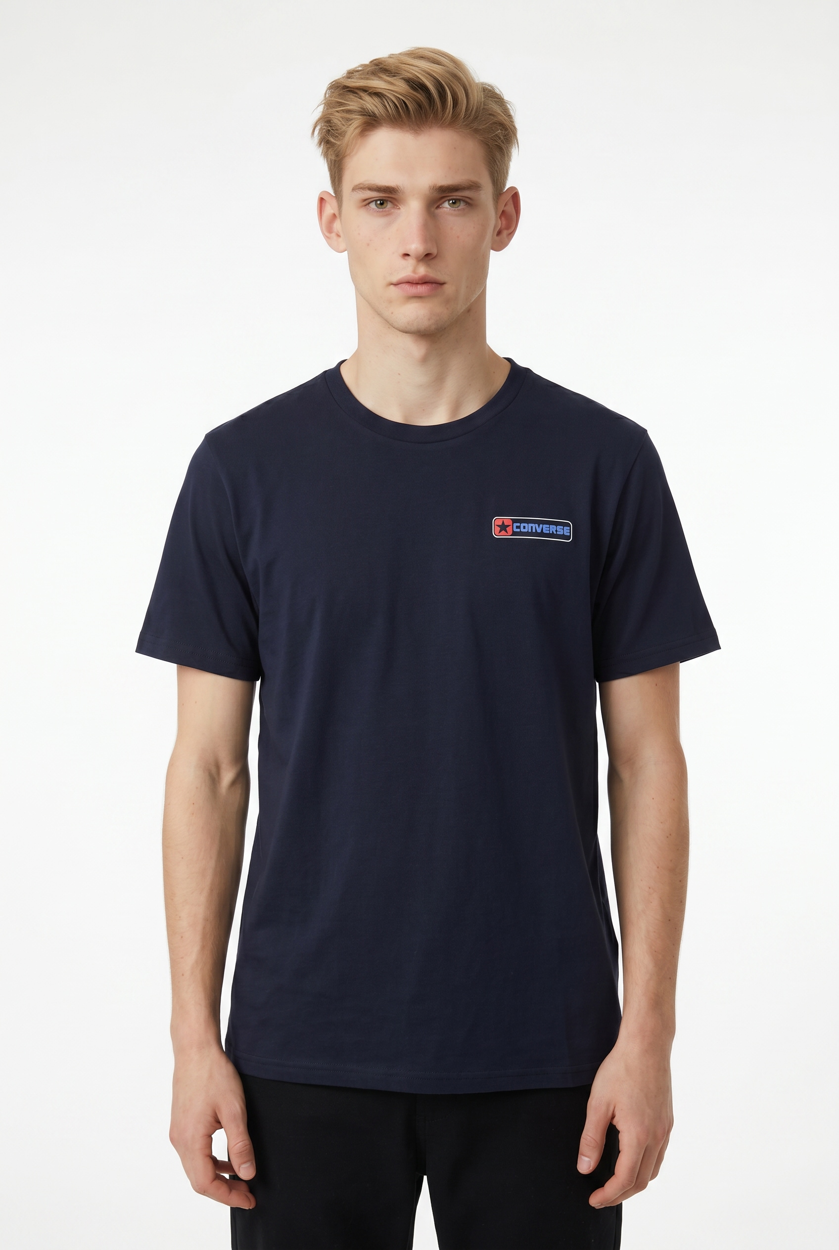 Converse T-Shirt »MEN'S CONVERSE LOGO T-SHIRT« unifarbenes Design, Kurzarm, mit eingesetzten Ärmeln, aus Baumwolle