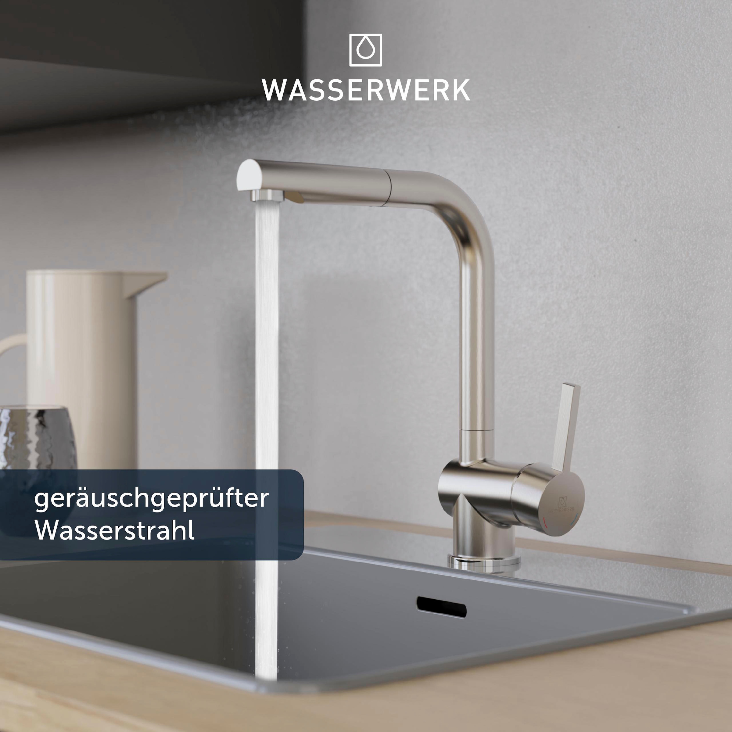 WASSERWERK Spültischarmatur »WK 4, Wasserhahn, Küche, Einhebelmischer«, 360° schwenkbar, Cold-Start-Funkt., herausziehbar