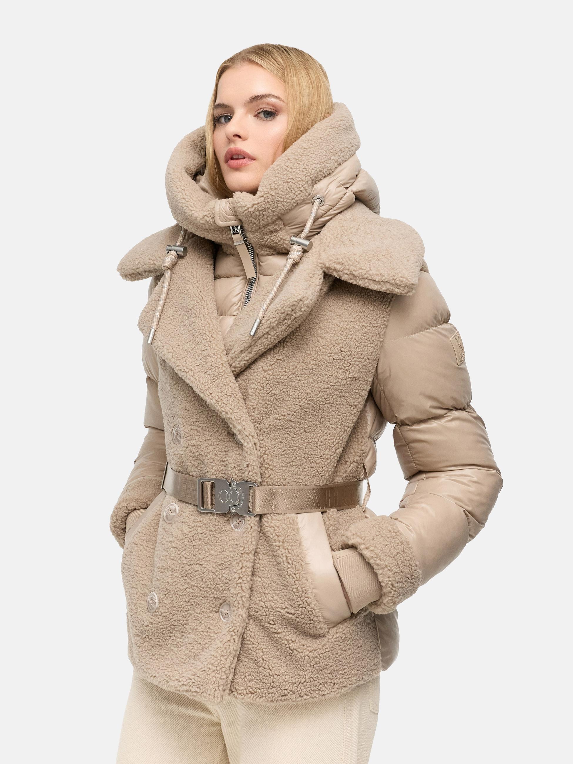 Navahoo Winterjacke »Winterjacke Kuschelhäschen 14« mit Kapuze Warme Jacke im Teddy-Stepp-Materialmix mit Kapuze