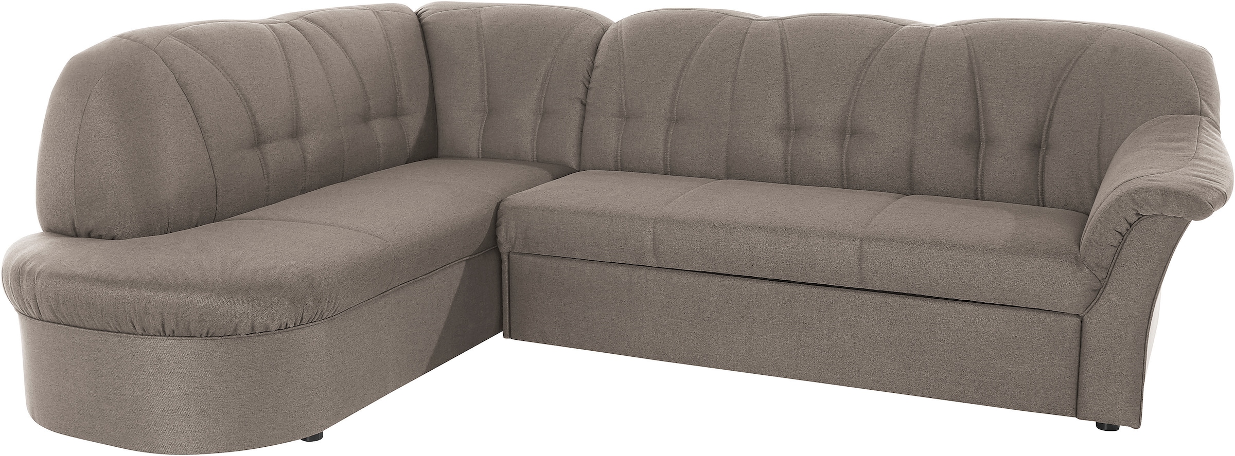 DOMO collection Ecksofa »Pegnitz, zeitlose und elegante Rückensteppung, Breite 246cm, L-Form« wahlweise mit Bettfunktion