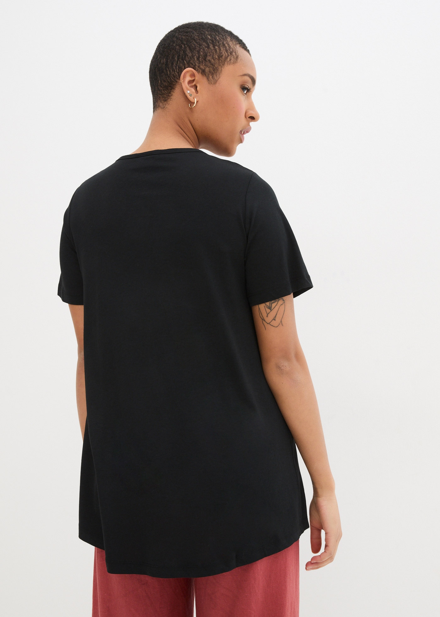 bonprix T-Shirt »T-Shirt in A-Linien-Form, kurzarm« dezente A-Linie, Kurzarm, aus Baumwolle und Viskose