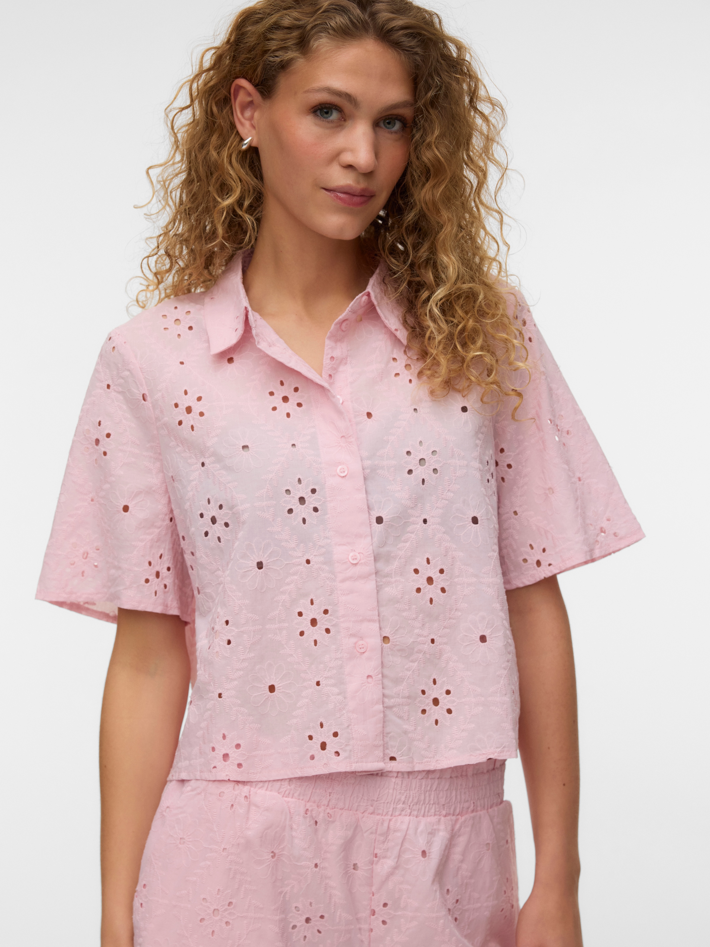Vero Moda Kurzarmbluse »VMELIZA SHORT 2/4 SLEEVE SHIRT WVN NOOS« Baumwolle