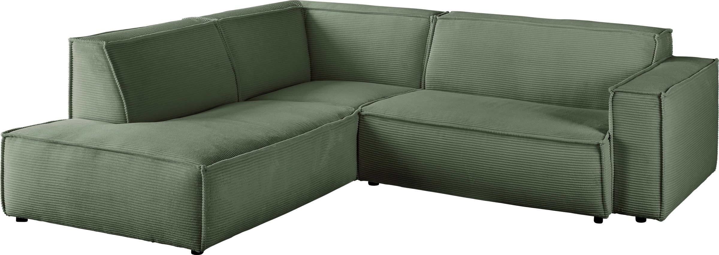 3C Candy Ecksofa »Matteo in elegant, kubischer Formensprache, bequem, L-Form«, mit auffälliger Kedernaht, Cord-Bezug, Lounge-Charakter