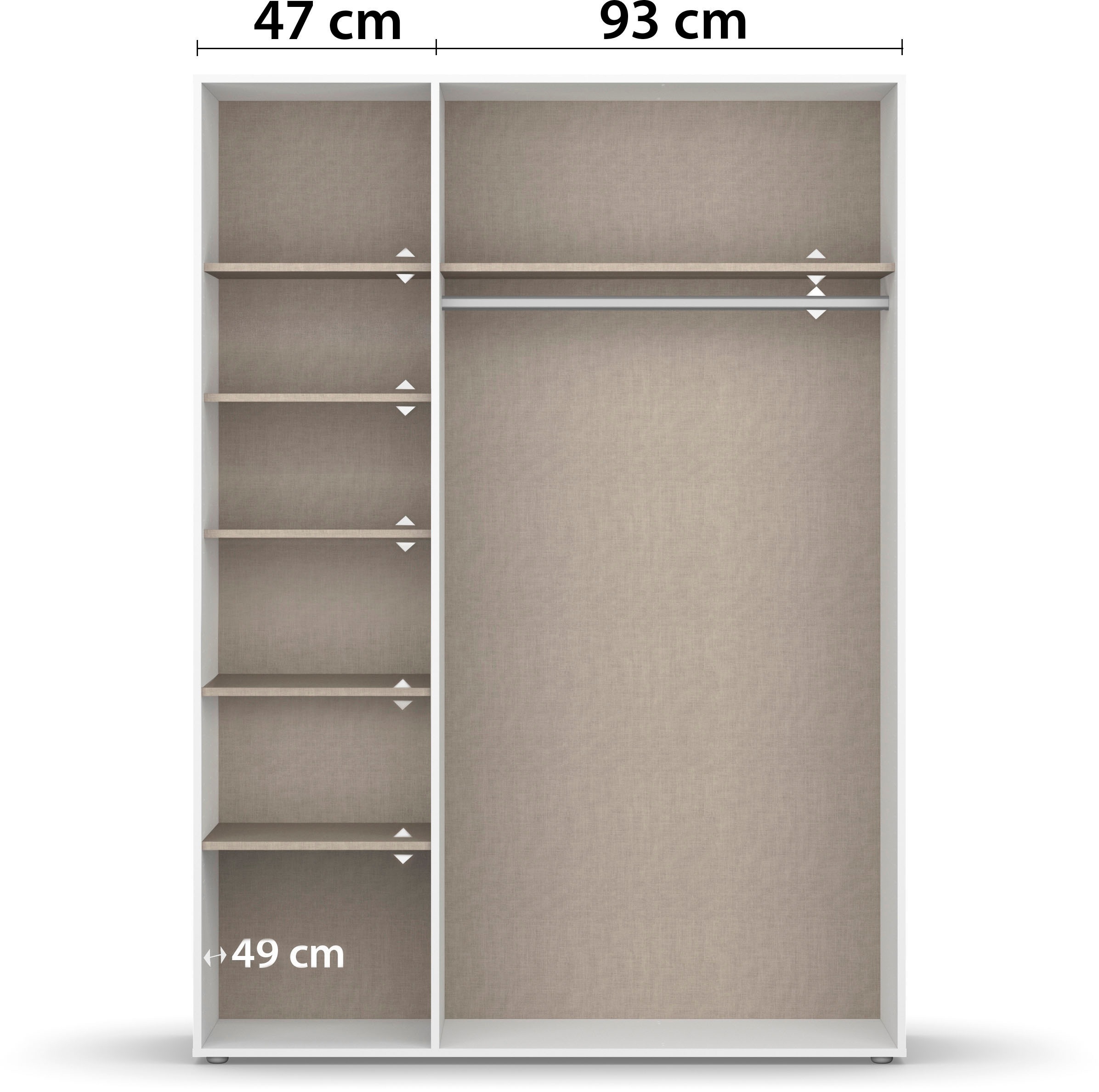 rauch Drehtürenschrank »Kleiderschrank Schrank Garderobe Wäscheschrank NAGATA mit Spiegel«, (in 3 verschiedenen Ausstattungen BASIC/CLASSIC/PREMIUM), und modernen Stangengriffen in Graumetallic TOPSELLER MADE IN GERMANY