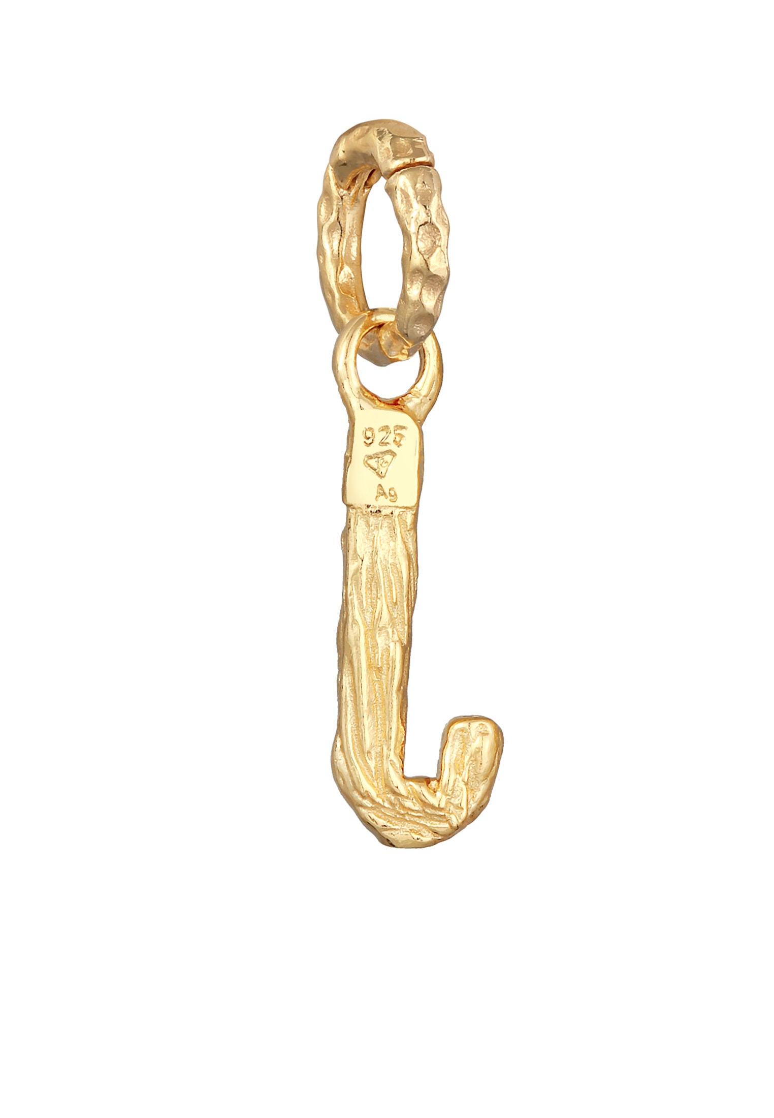 Elli Medallionanhänger »Anhänger Buchstabe J Organic Look 925 Silber vergoldet«