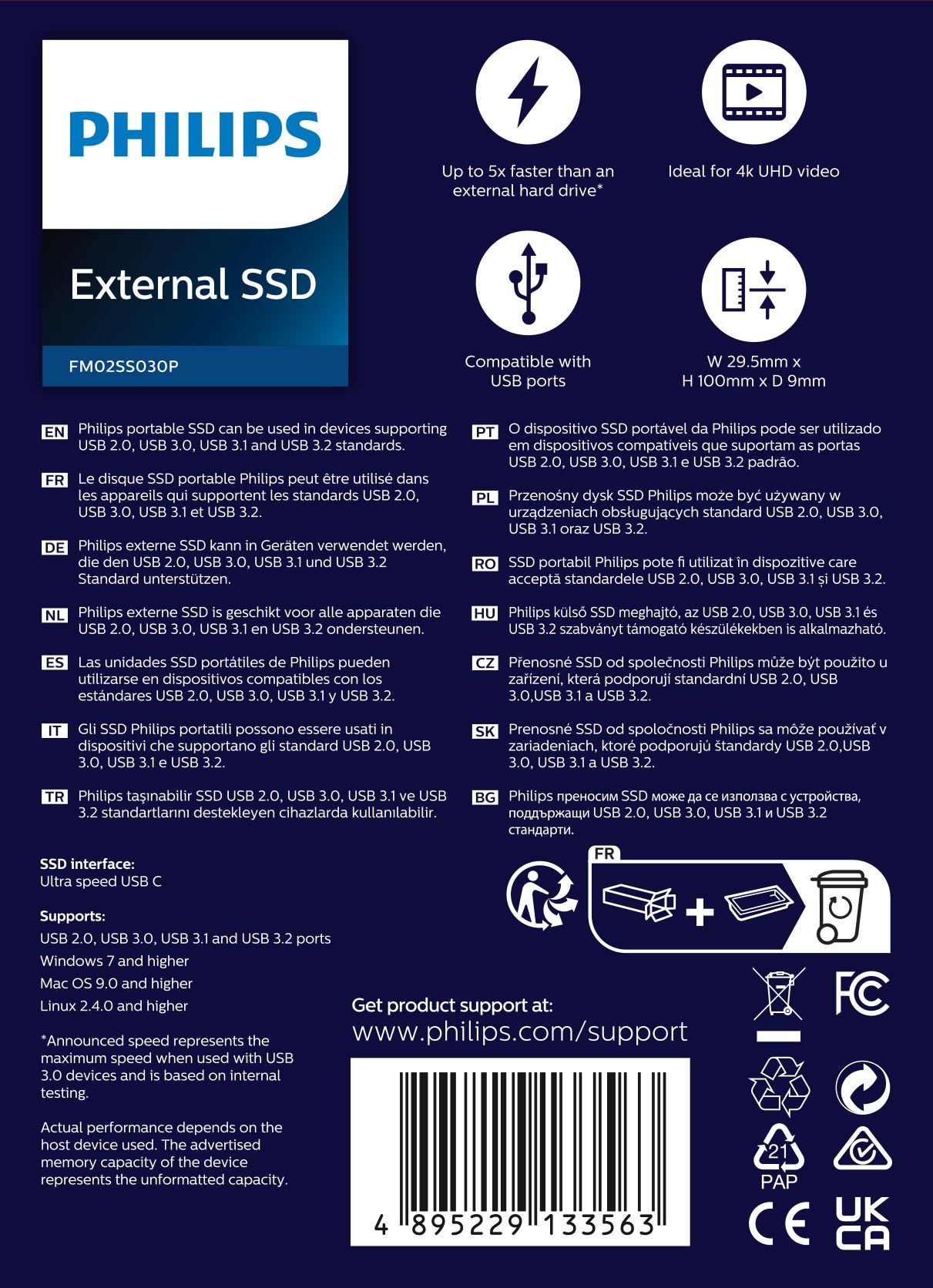 Philips externe SSD »External SSD 2TB«, Anschluss USB-C, Ultra Speed