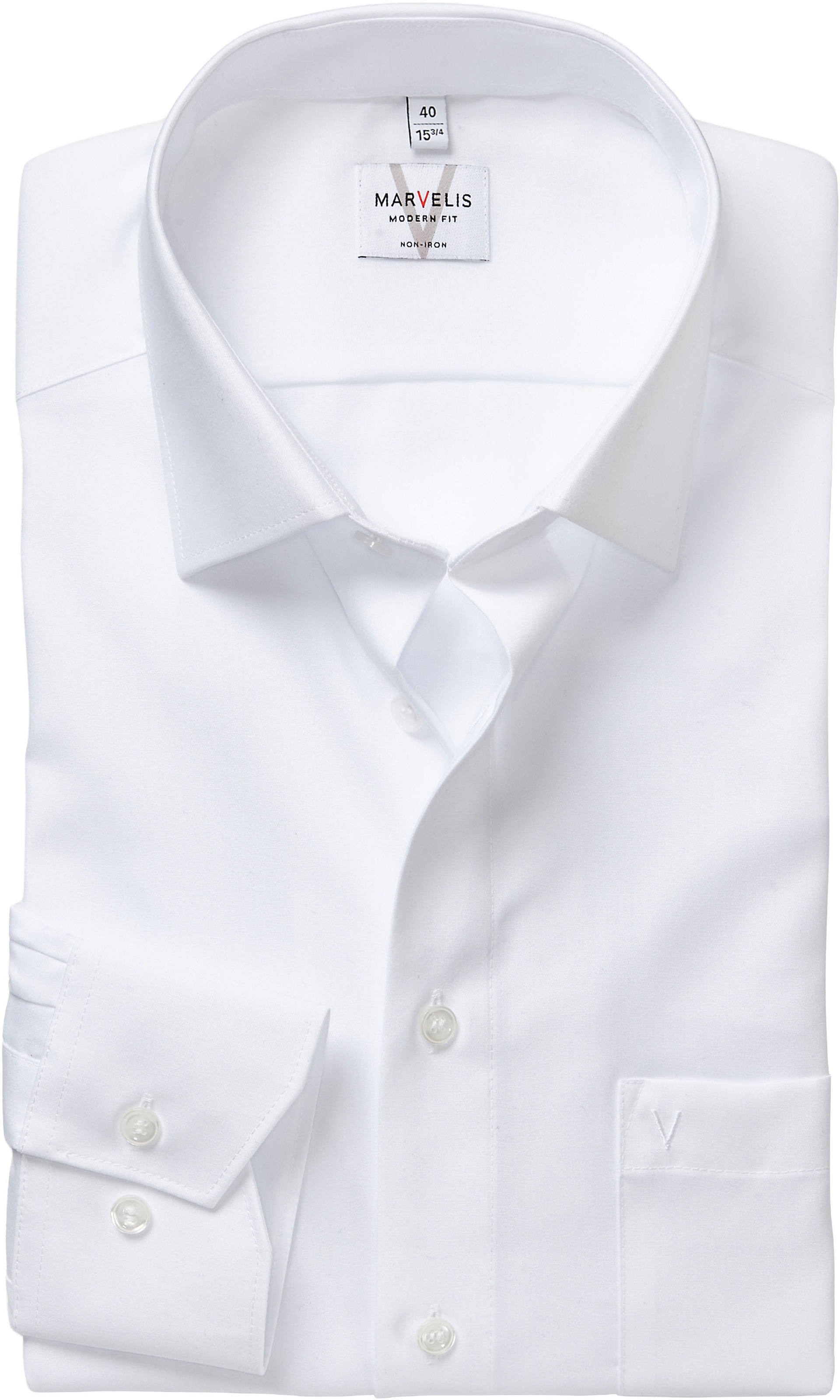 MARVELIS Langarmhemd modern fit, verlängerter Arm, Businesshemd, New-Kentkragen