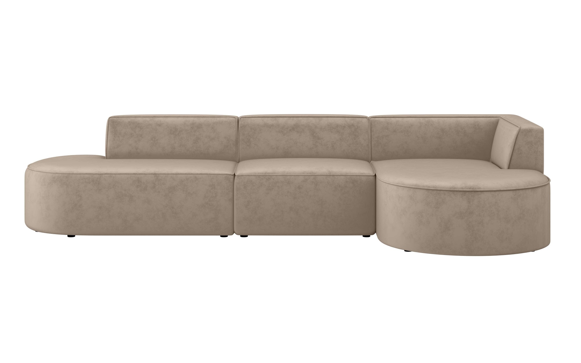 andas Ecksofa »EIVIND Designer Sofa mit Ottomane rechts/links, B/T/H: 343/159/72 cm«, L-Form mit Wellenunterfederung, auch in Feincord und Bouclé