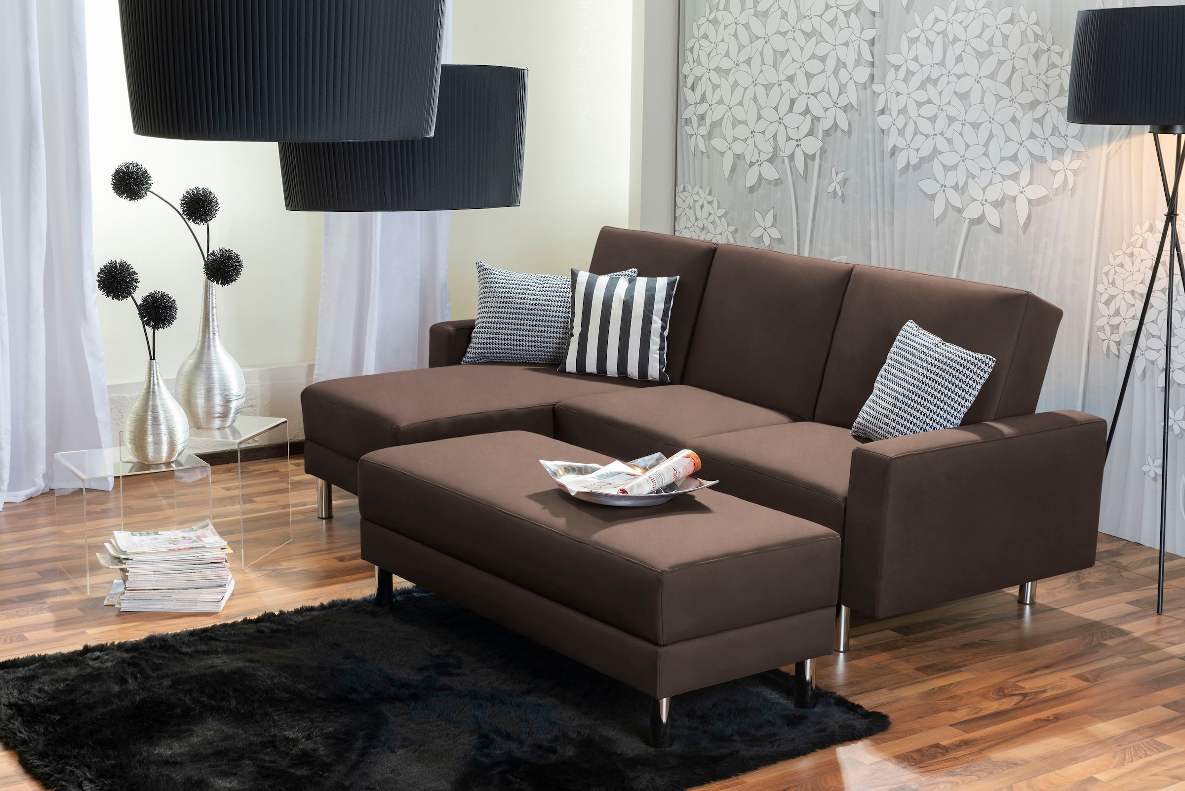Max Winzer® Schlafsofa »Just Fresh modernes kubisches Sofa, Rückenverstellung für Sitzkomfort«, Recamiere links oder rechts montierbar, elegante Metallfüße
