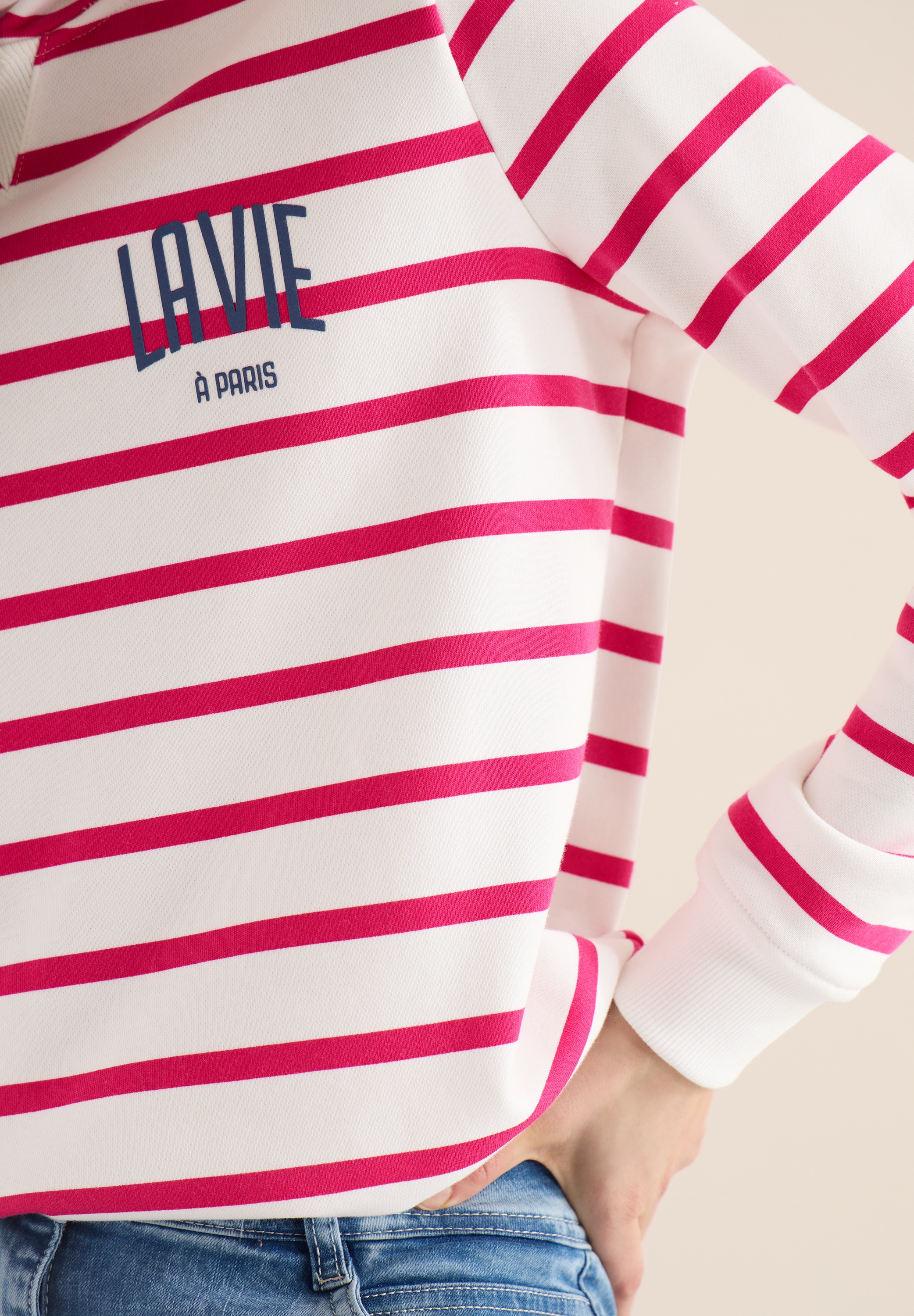 Cecil Hoodie , mit Print auf der Brust und in Streifen-Optik
