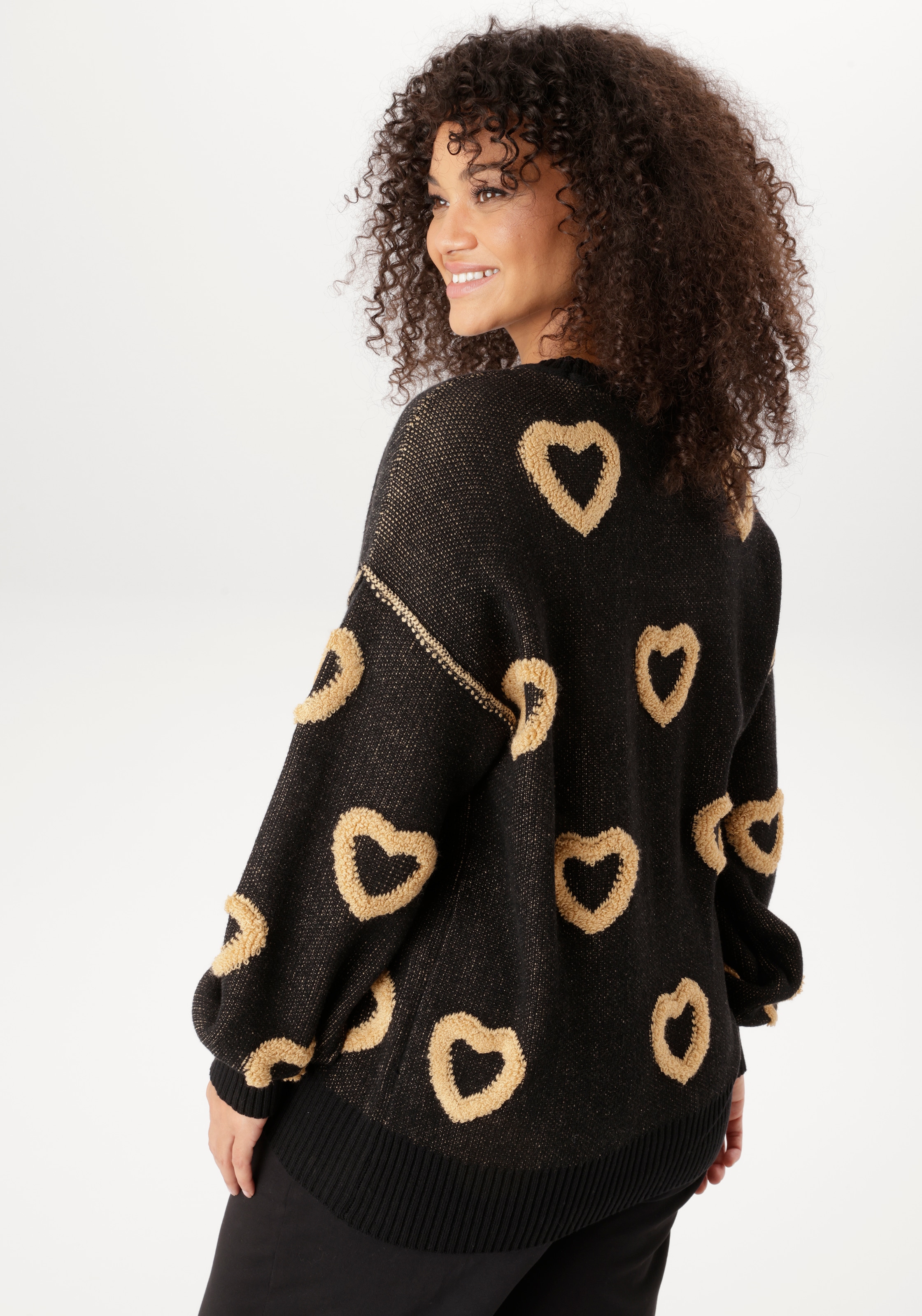 Aniston PLUS Strickpullover mit aufgestrickten Herzen - NEUE KOLLEKTION