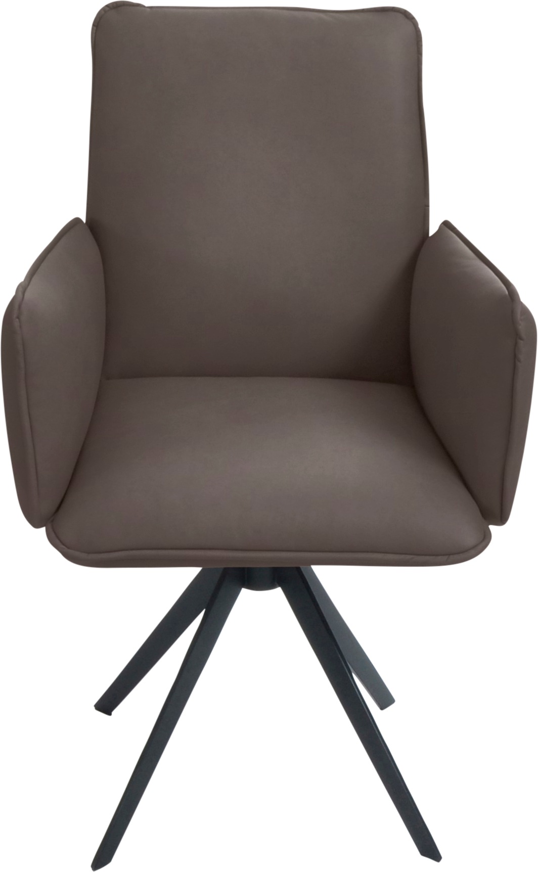 K+W Komfort & Wohnen Drehstuhl, Leder, Blitzdrehkreuz und Rückholfunktion, dekorativer 12mm Biese