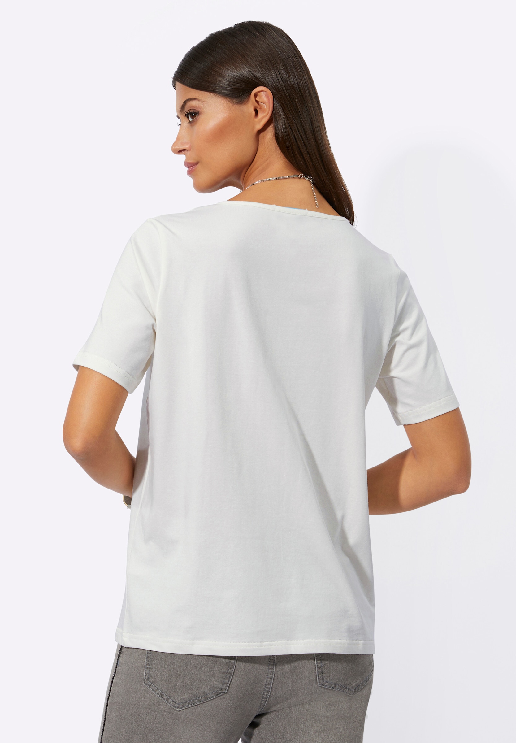 creation L T-Shirt »Shirt Kurzarmshirt mit Glitzersteinchen«