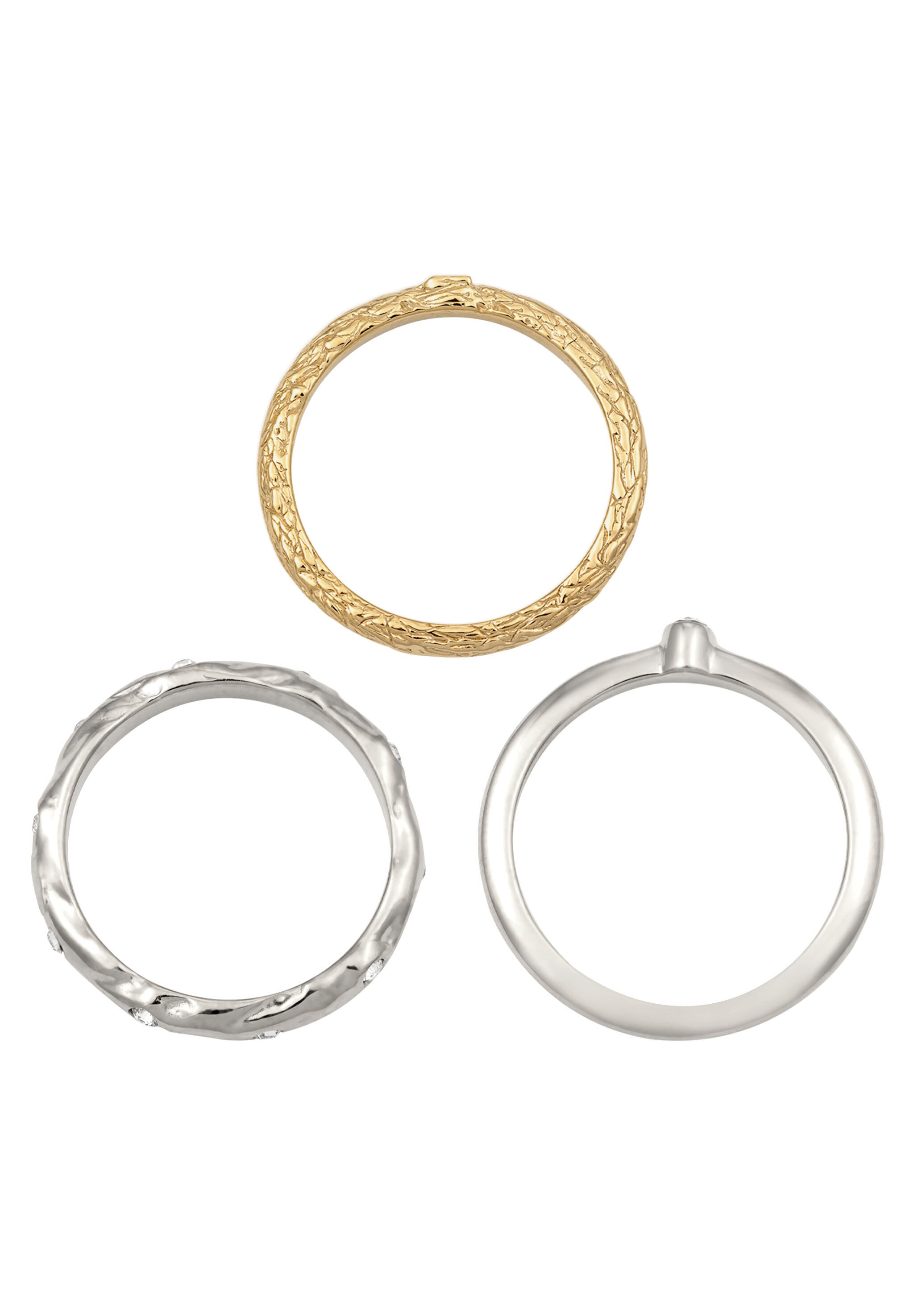 Elli Ring-Set »Ring Ringset Glas Kristalle Weiß (3 tlg.) 925 Sterling Silber«