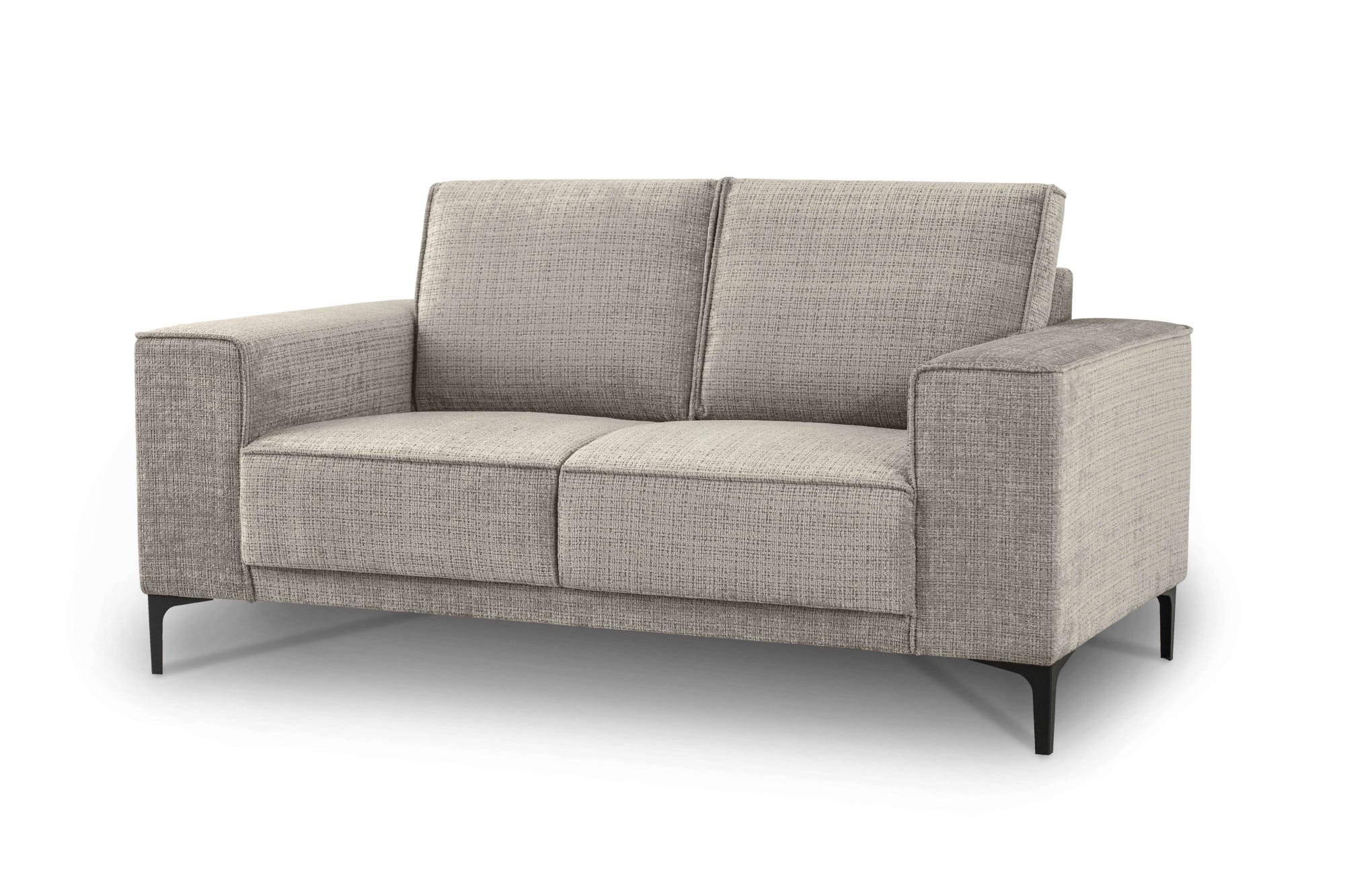 Places of Style 2-Sitzer »Kompaktsofa Oland, Struktur, Flachgewebe, Luxus-Microfaser, Boucle«, 164 cm, Wellenunterfederung, Skandi-Design, Metallfüße