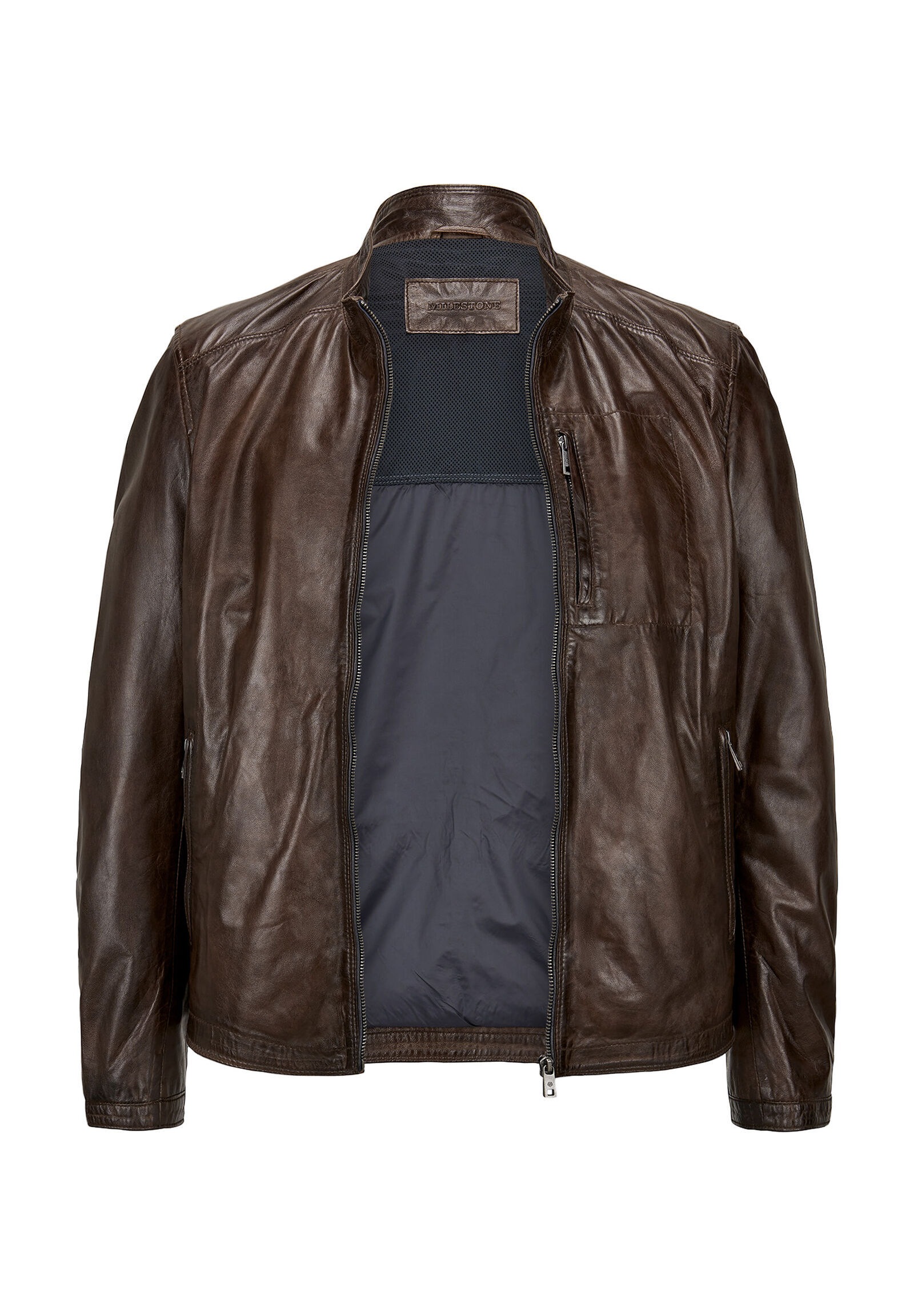 Milestone Lederjacke »MSJumper« ohne Kapuze robuste Metallreißverschlüsse