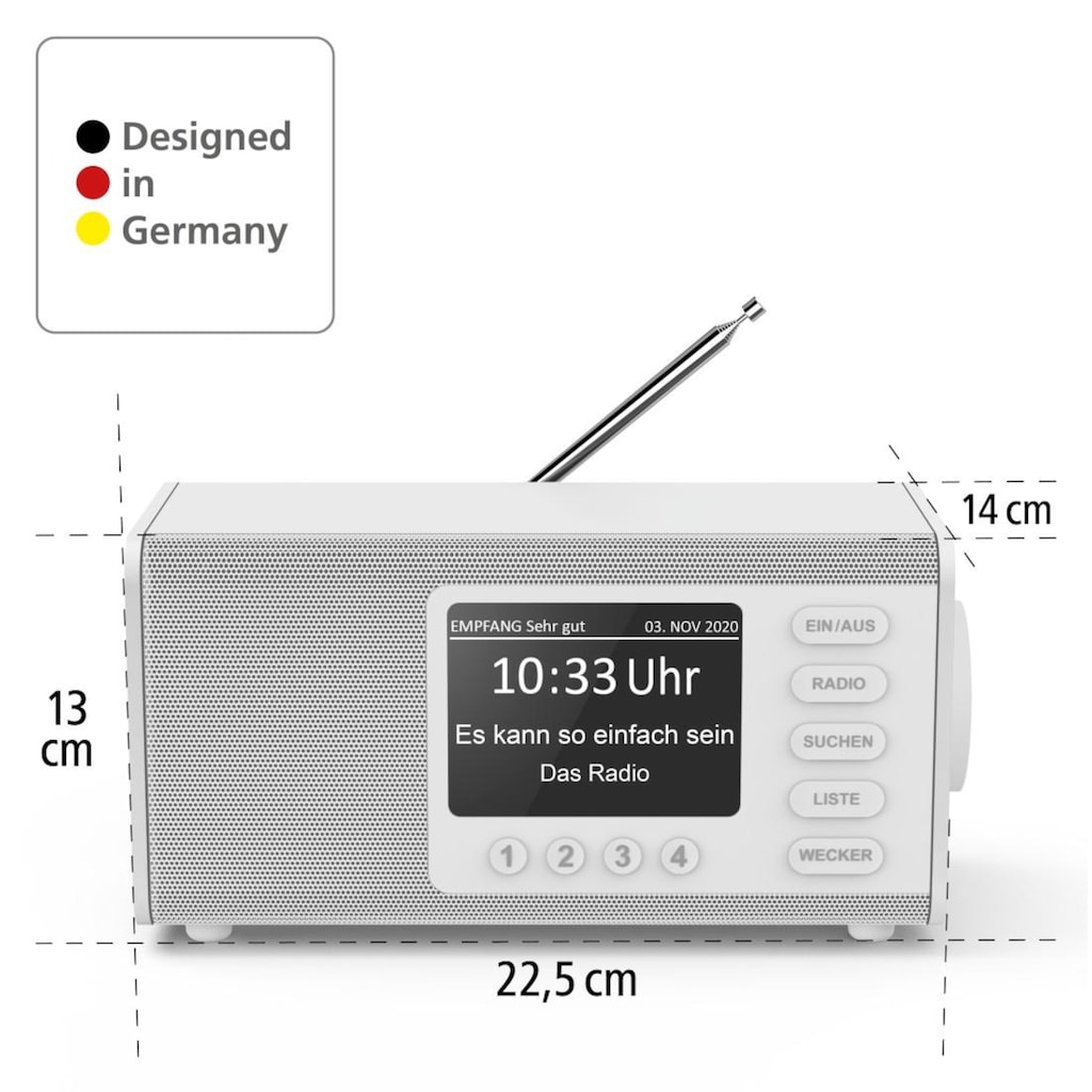 Hama Digitalradio (DAB+) »Digitalradio "DR1000DE", FM/DAB/DAB+, weiß Internetradio«, (Digitalradio (DAB+)-FM-Tuner 5 W)