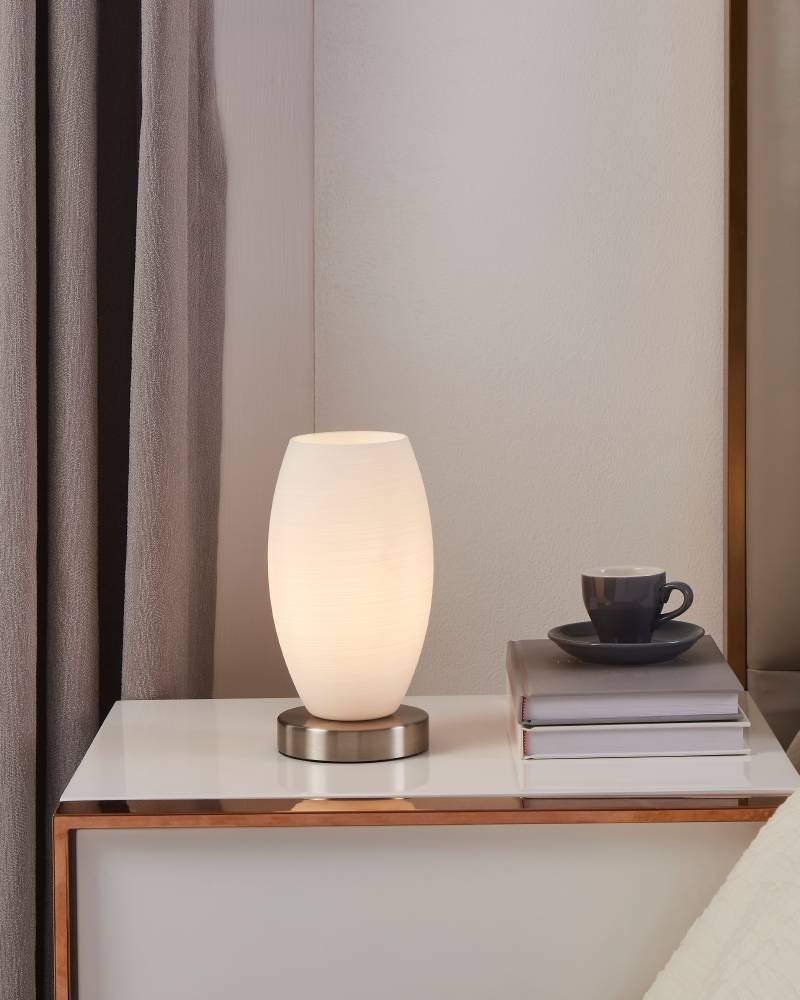 EGLO Tischleuchte »BATISTA 3«, 1 flammig, Leuchtmittel E27 | Leuchtmittel wechselbar-ohne Leuchtmittel, Für Tisch, Sideboard oder Kommode, aus Stahl und handgemachtem Glas