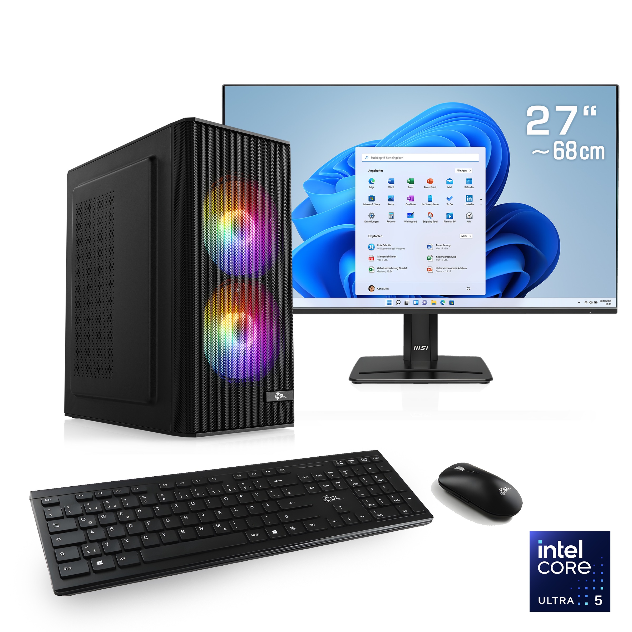 CSL Gaming-PC-Komplettsystem »Spectrum V25256W« 27 ″ Intel® Intel® Graphics, 4 Xe Cores 32 GB RAM 1.000 GB SSD