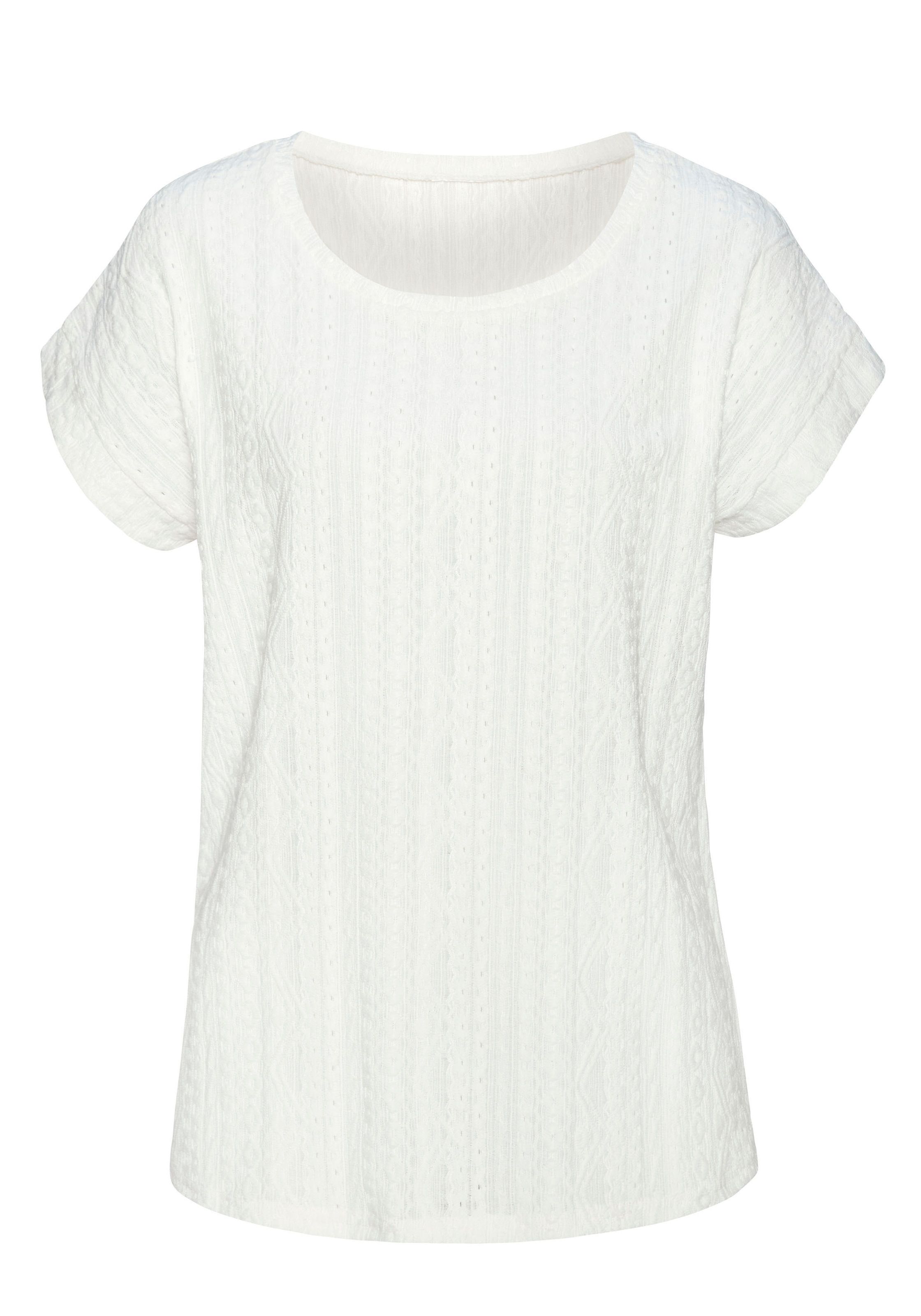 Vivance Kurzarmshirt »mit modischem Jacquard-Muster«, (2er-Pack), aus pflegeleichter Qualität