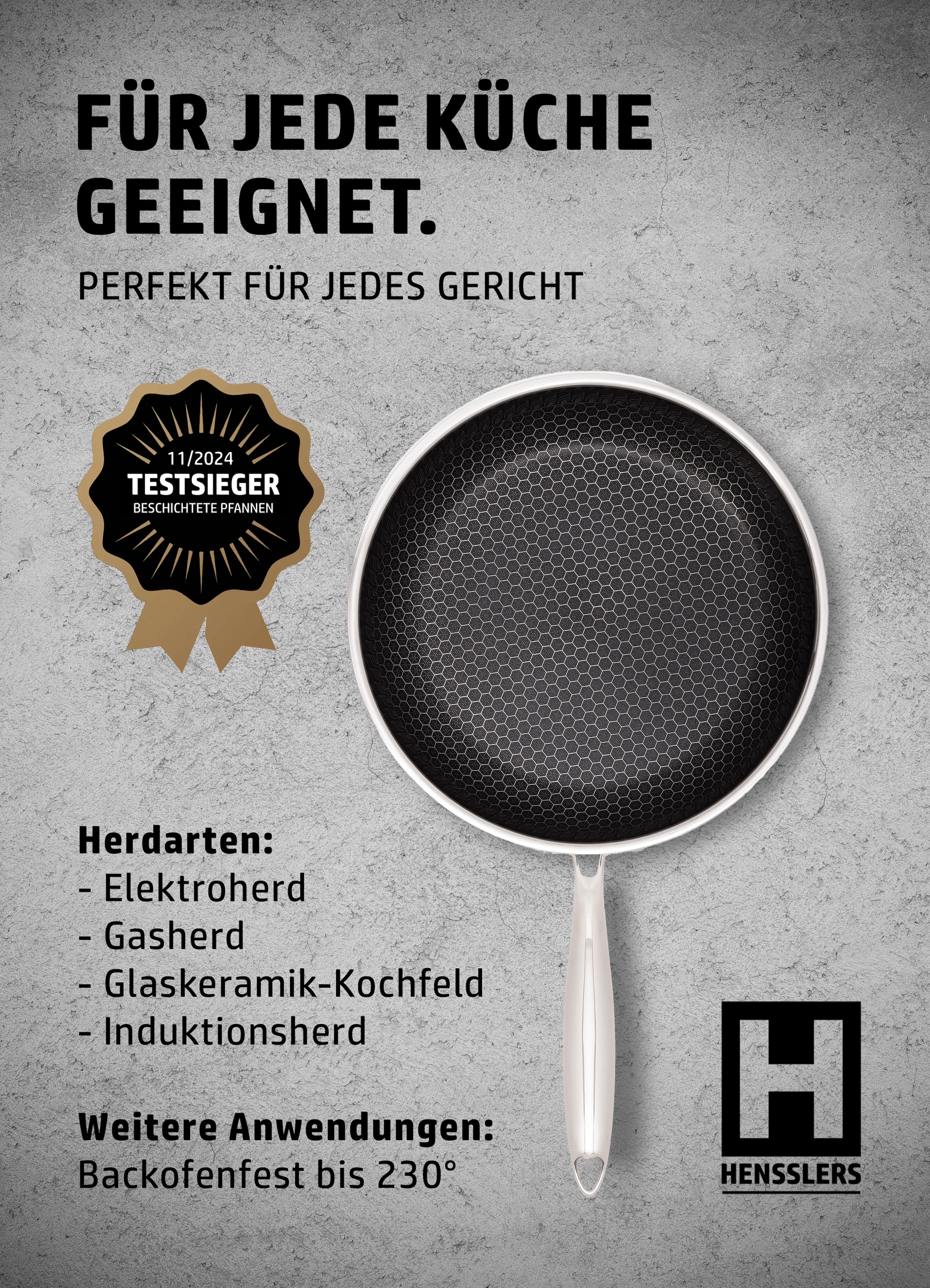 HENSSLERS Wok »HENSSLERS Edelstahl Wok inkl. Glasdeckel, Ø 28 cm« Edelstahl 2 Stk. tlg. Wokpfanne für die asiatische Küche