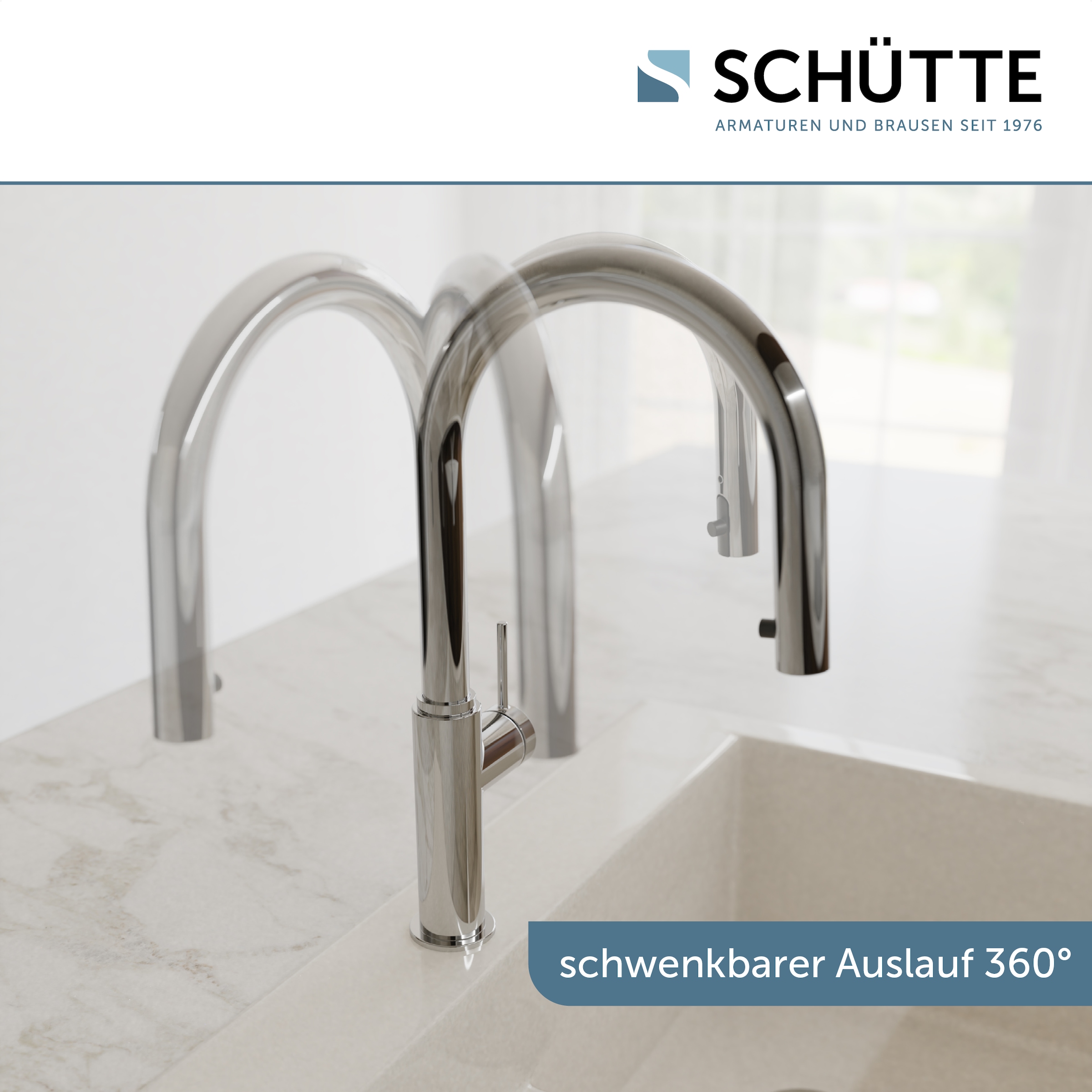 Schütte Spültischarmatur »BLACKPOOL« energiesp. Cold-Start-Funkt., 360° schwenkbar, ausziehbarer Schlauch
