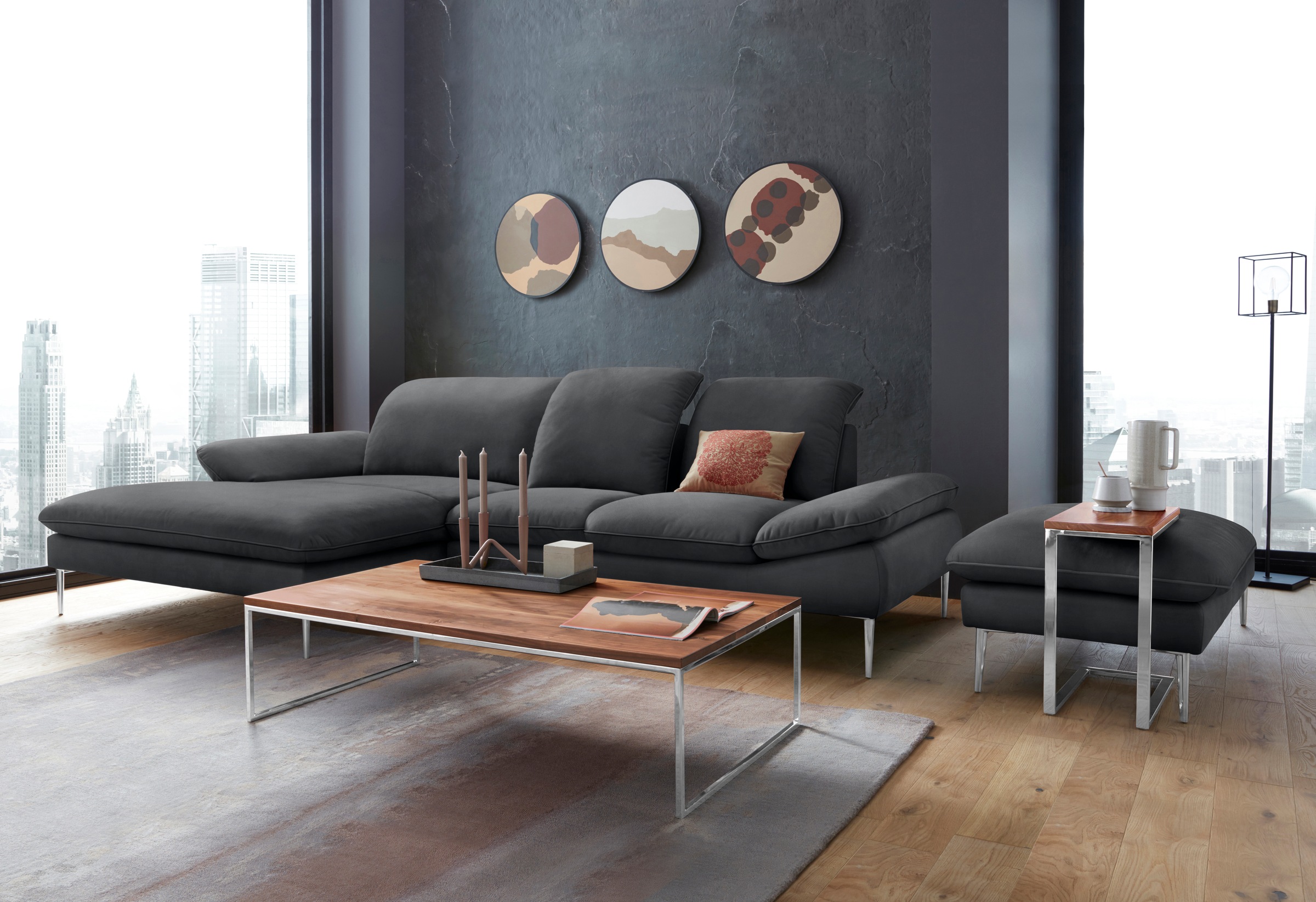 W.SCHILLIG Hocker »enjoy&MORE«, Füße Chrom glänzend, Breite 106 cm