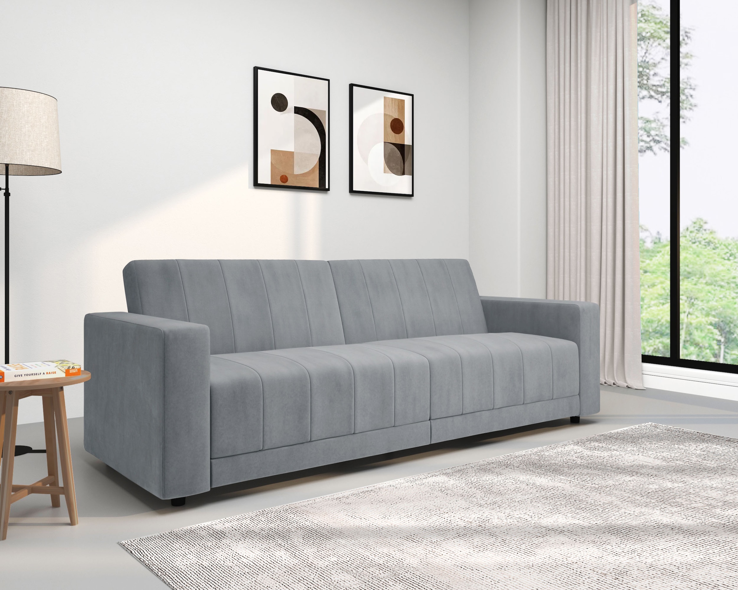 Dorel Home 3-Sitzer »Allie II Schlafsofa 225 cm« Bett-Funktion (108/190cm), Rückenlehne 2-teilig, mit Steppung