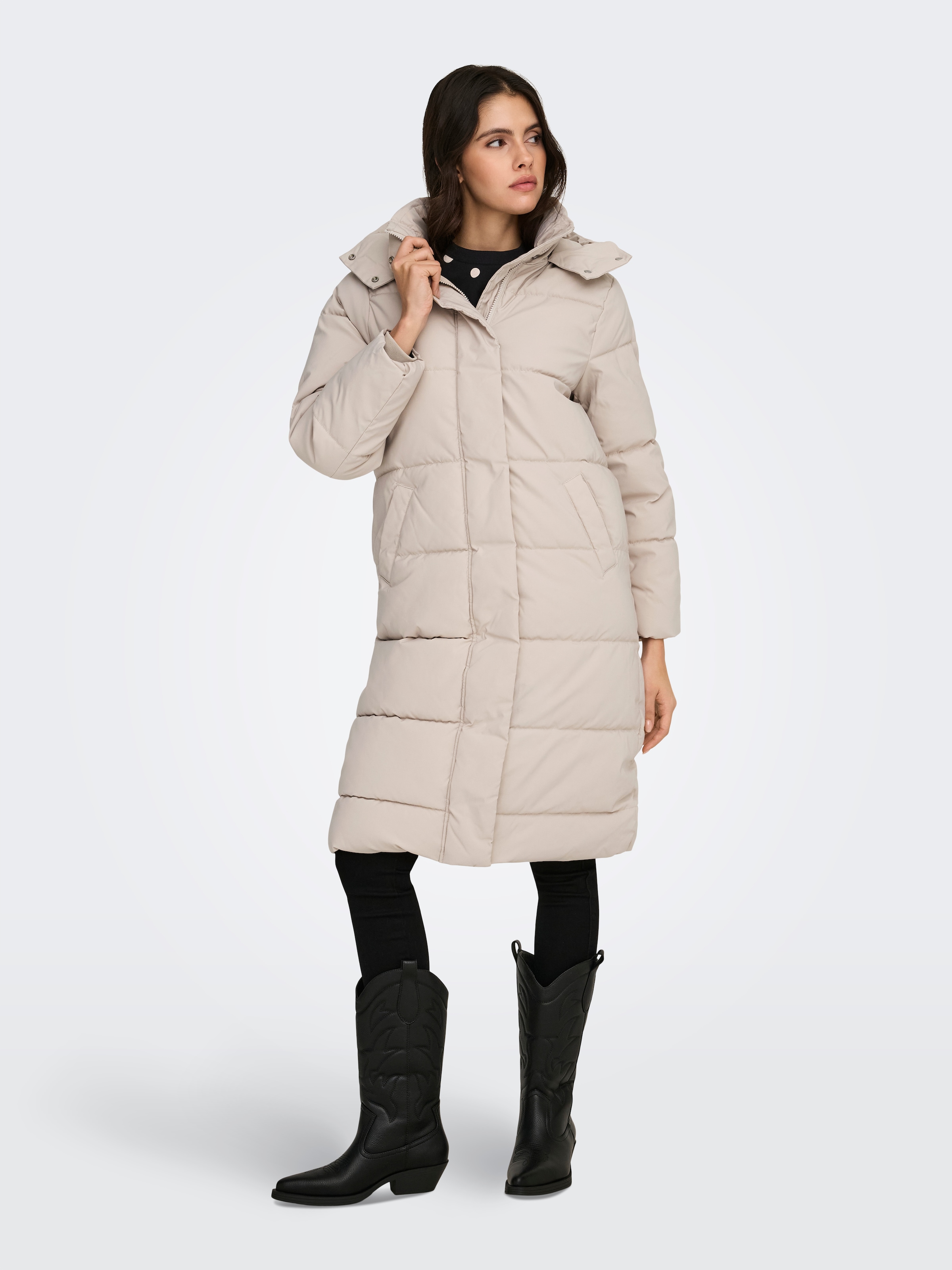 JDY Steppmantel »JDYMAJA LONG PADDED JACKET OTW YFM NOOS« mit Kapuze, verdeckter Reißverschluss
