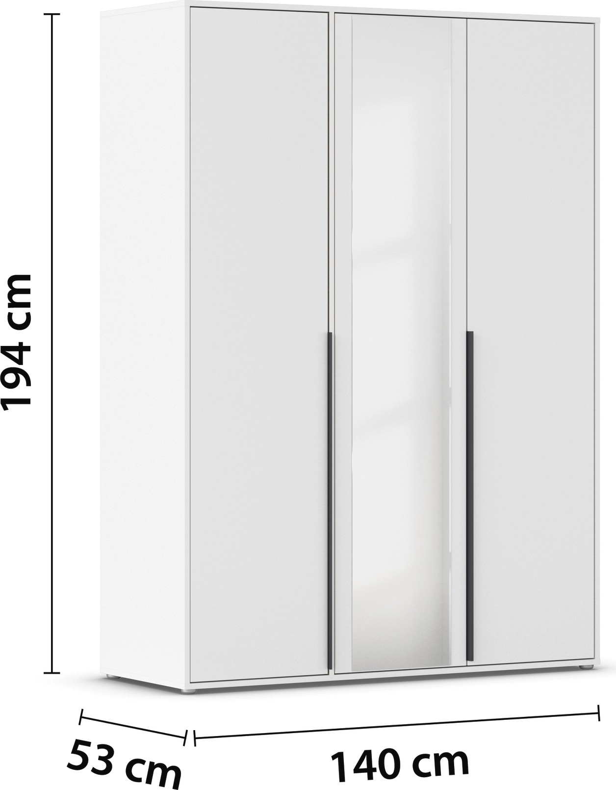 rauch Drehtürenschrank »Kleiderschrank Schrank Garderobe Wäscheschrank NAGATA mit Spiegel« in 3 verschiedenen Ausstattungen BASIC/CLASSIC/PREMIUM,  und modernen Stangengriffen in Graumetallic TOPSELLER MADE IN GERMANY