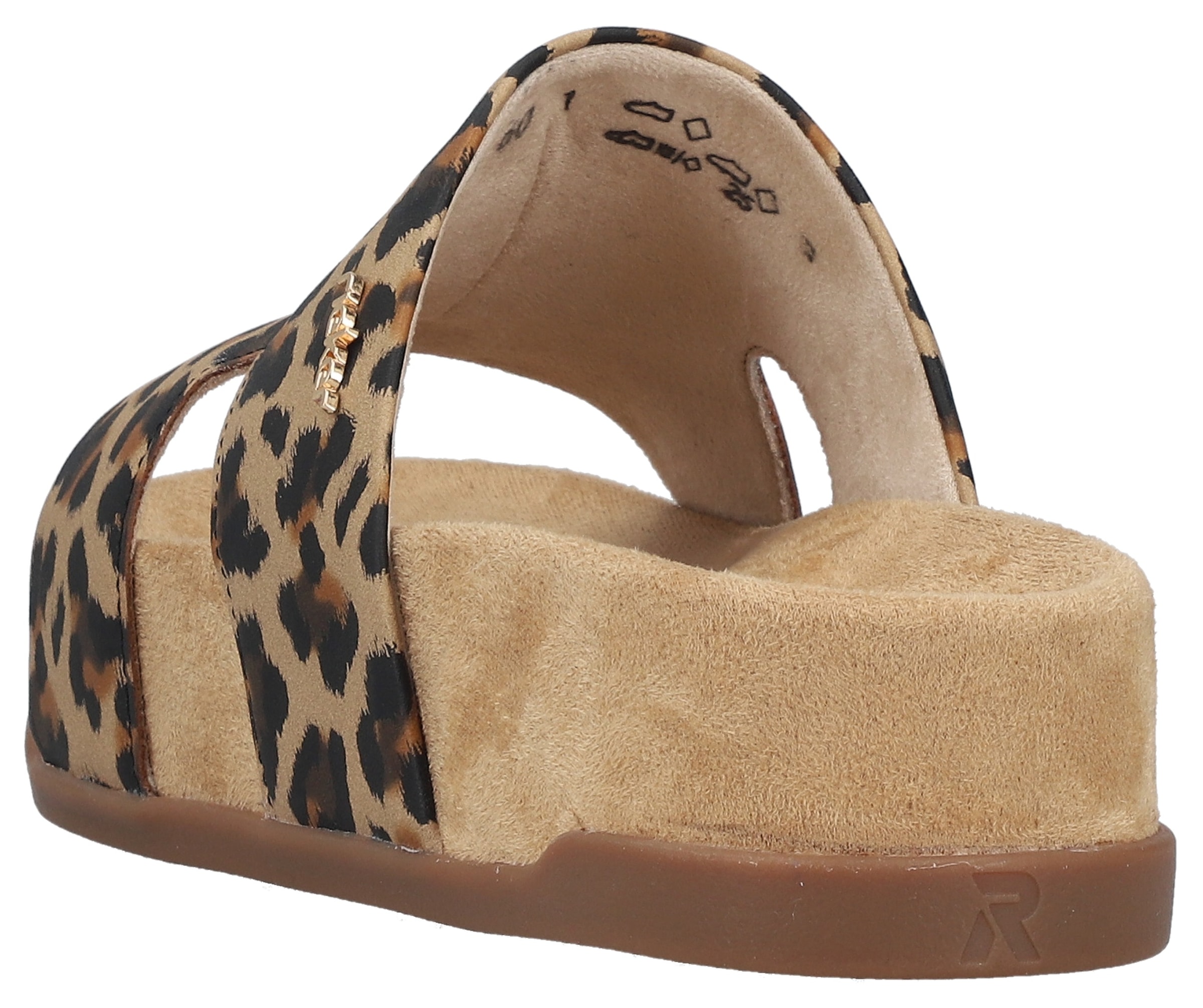Rieker Pantolette  Sommerschuh, Strandschuh, Urlaubsschuh in Leo-Optik